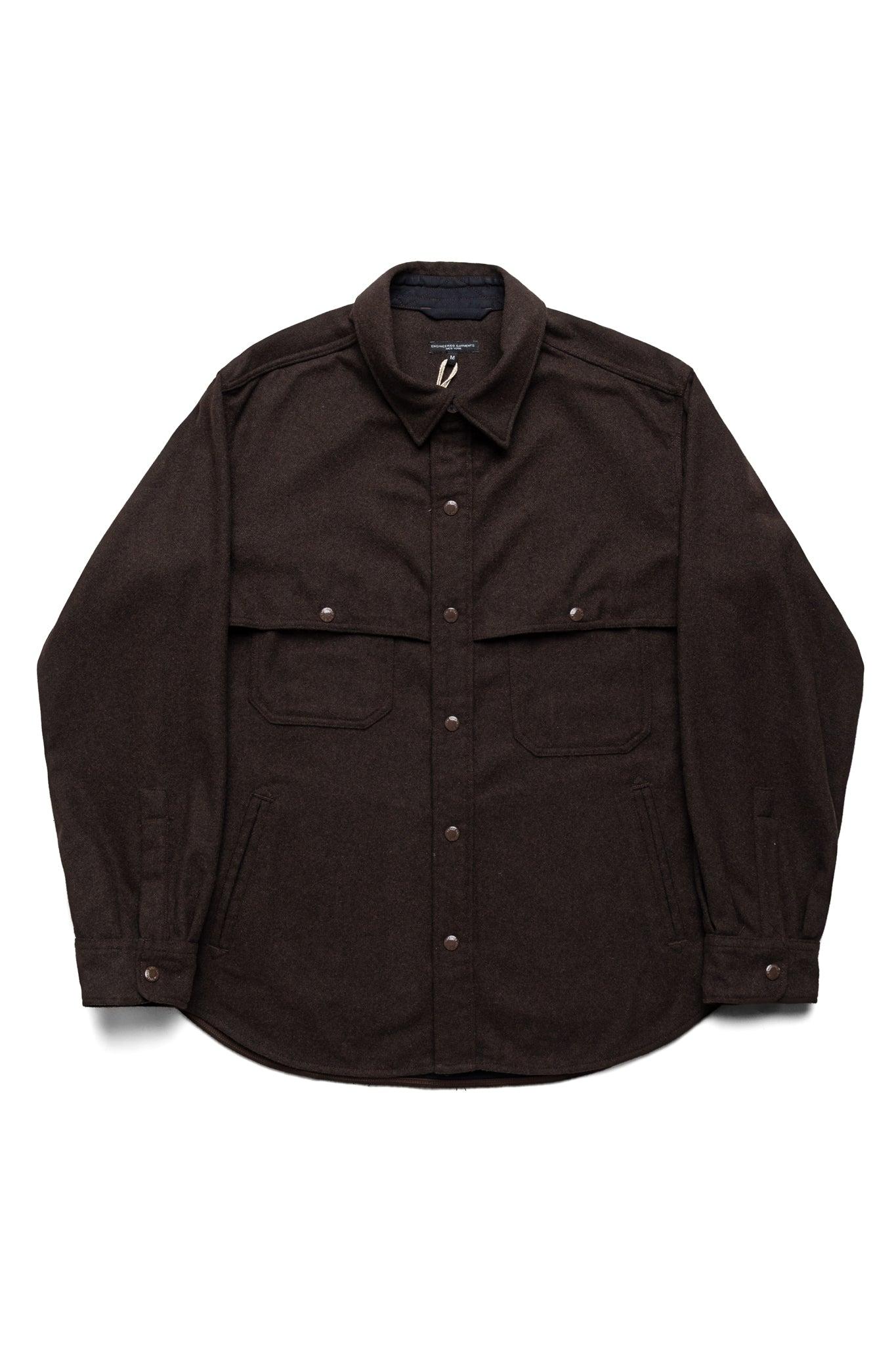 Stag Shirt Jacket Poly Wool Heavy Flannel - Dk.Brown