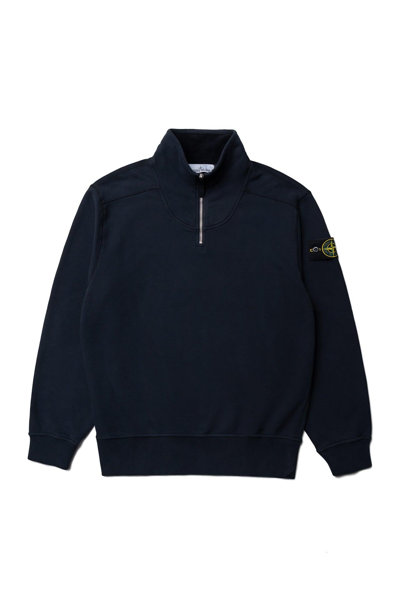 Brushed Organic Cotton Fleece Quarter Zip - Navy Blue