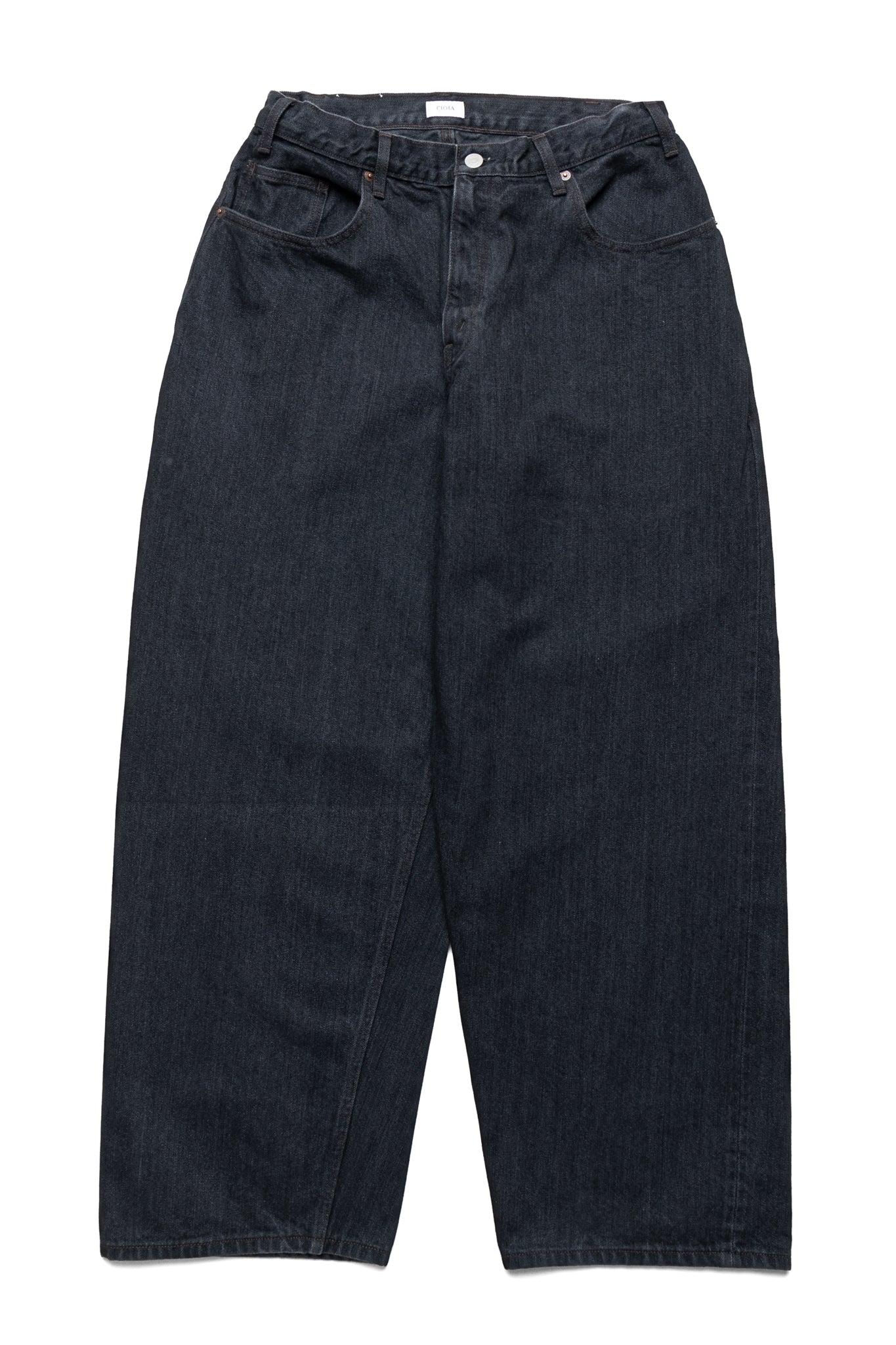 Wide Baggy 5 Pocket Pants - Medium Black