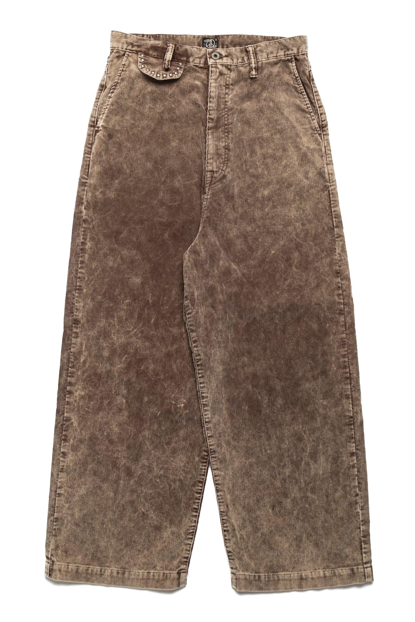 14W Corduroy BOOGIE-DAY PORT Baggy Pants (Dirty Dyed) - Brown