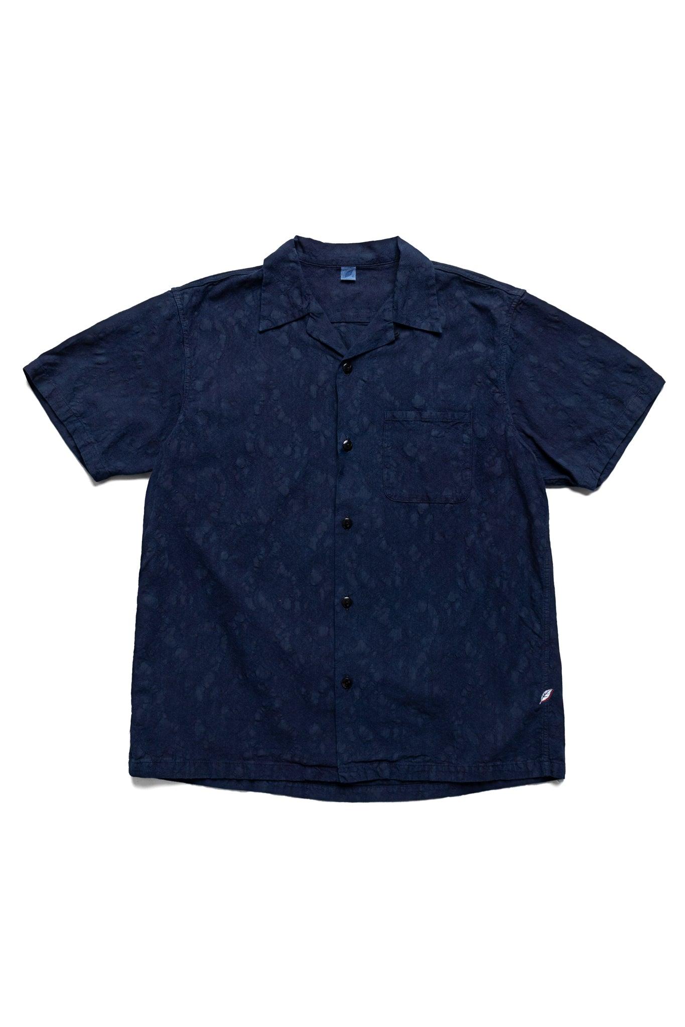 Organic Cotton Jacquard SS Open Collar Shirt - Paisley