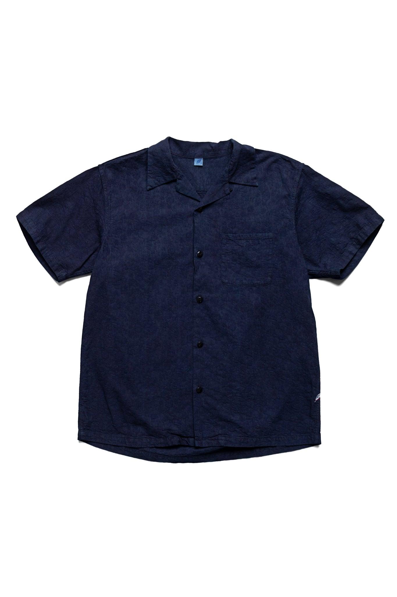 Organic Cotton Jacquard SS Open Collar Shirt - Flower