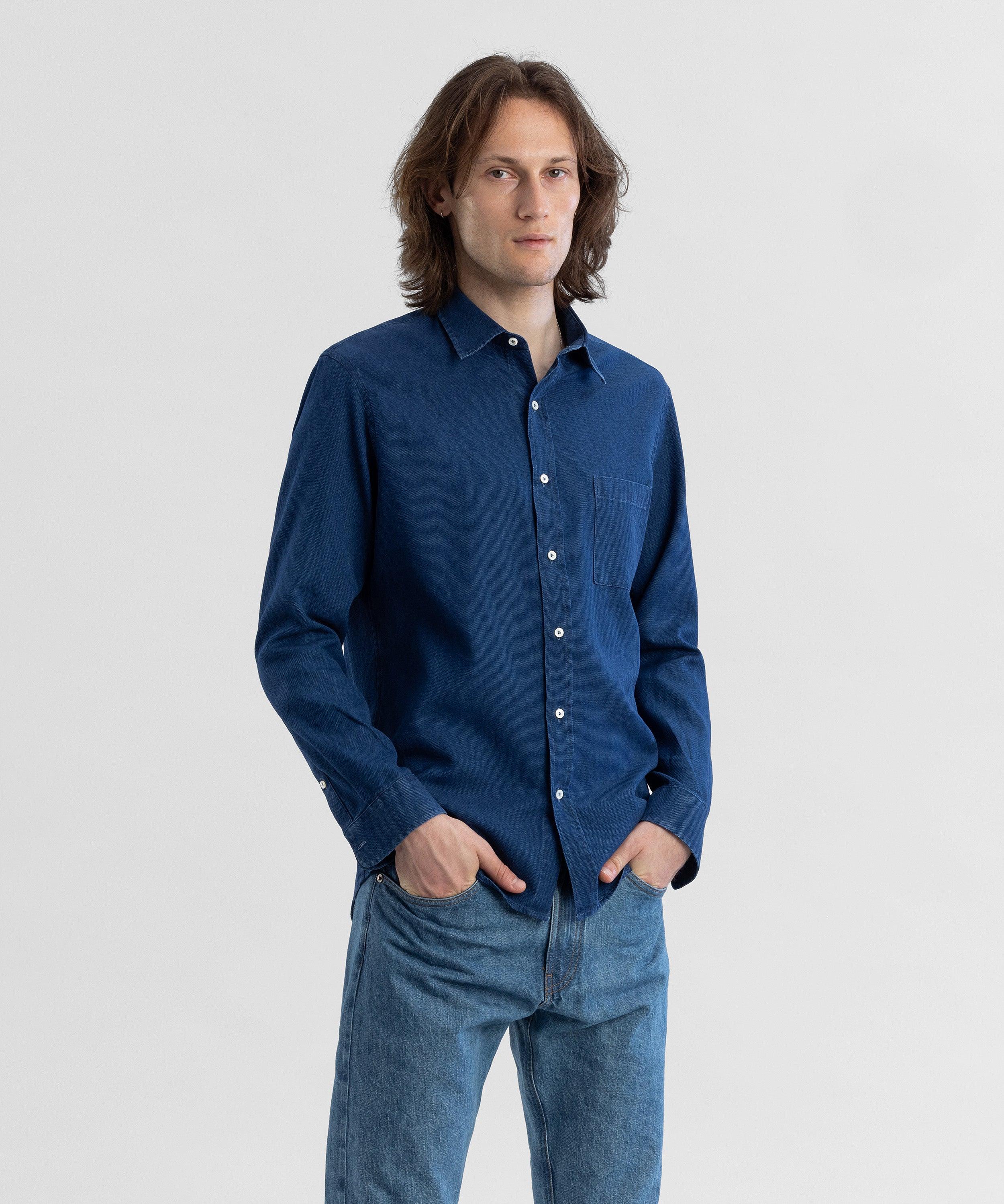 Dobby Indigo Indigo-dyed Shirt