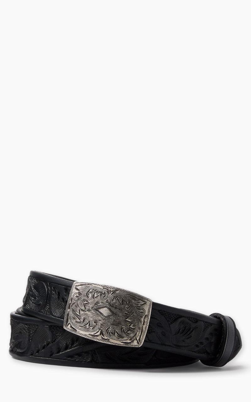 Hand-Tooled Leather Belt Black