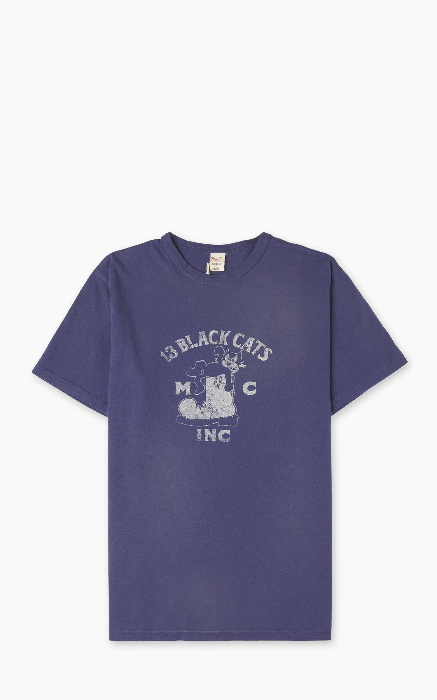 T-Shirt Black Cats Pigment Dyed Royal