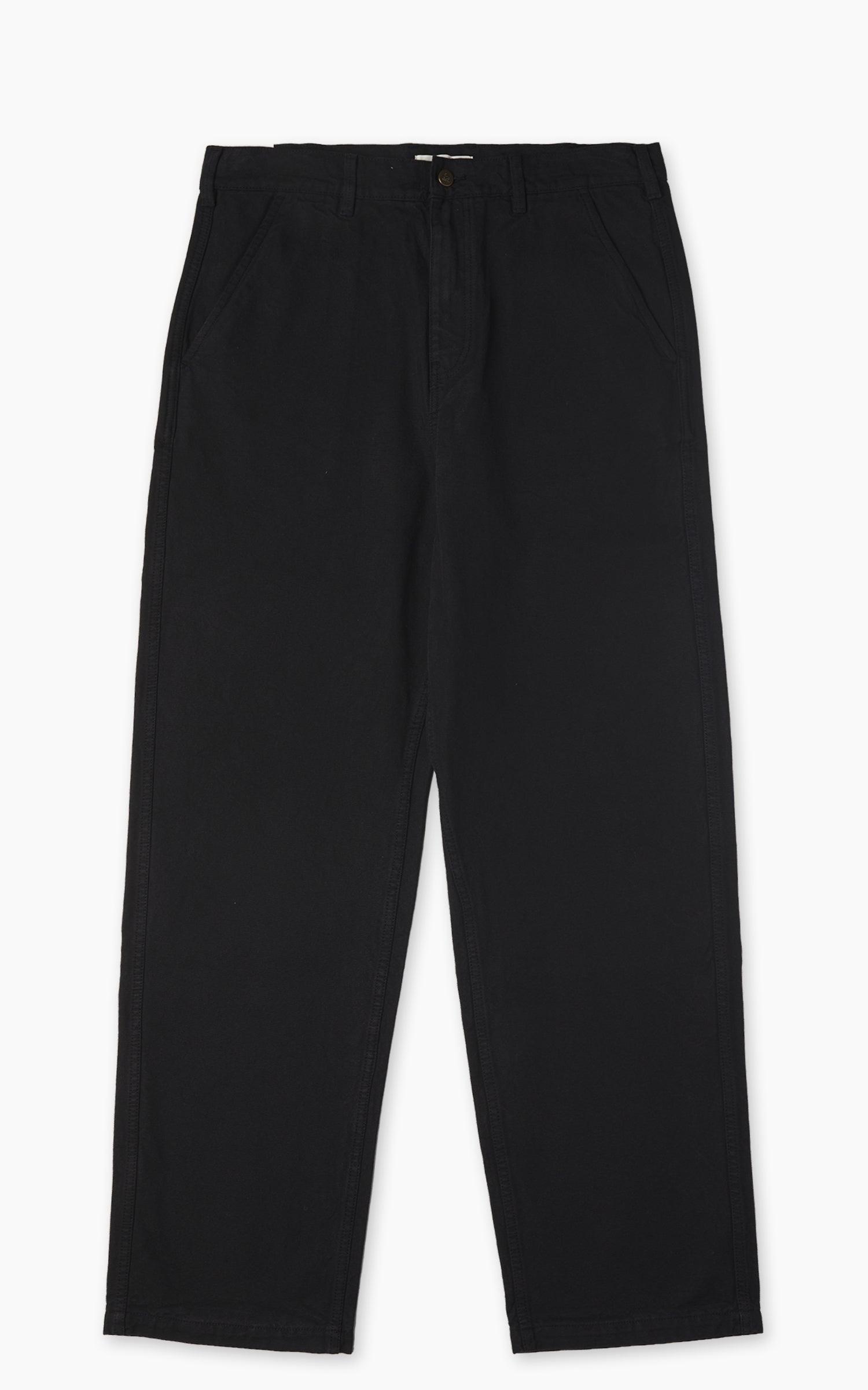 BERLIN01 Cotton Canvas Straight Leg Pants Deep Black