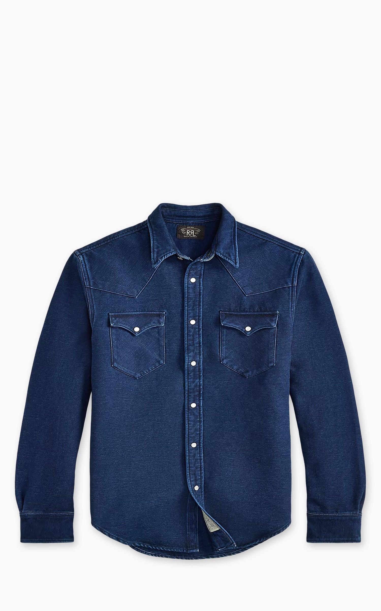 Slim Fit Chamois Western Shirt Indigo