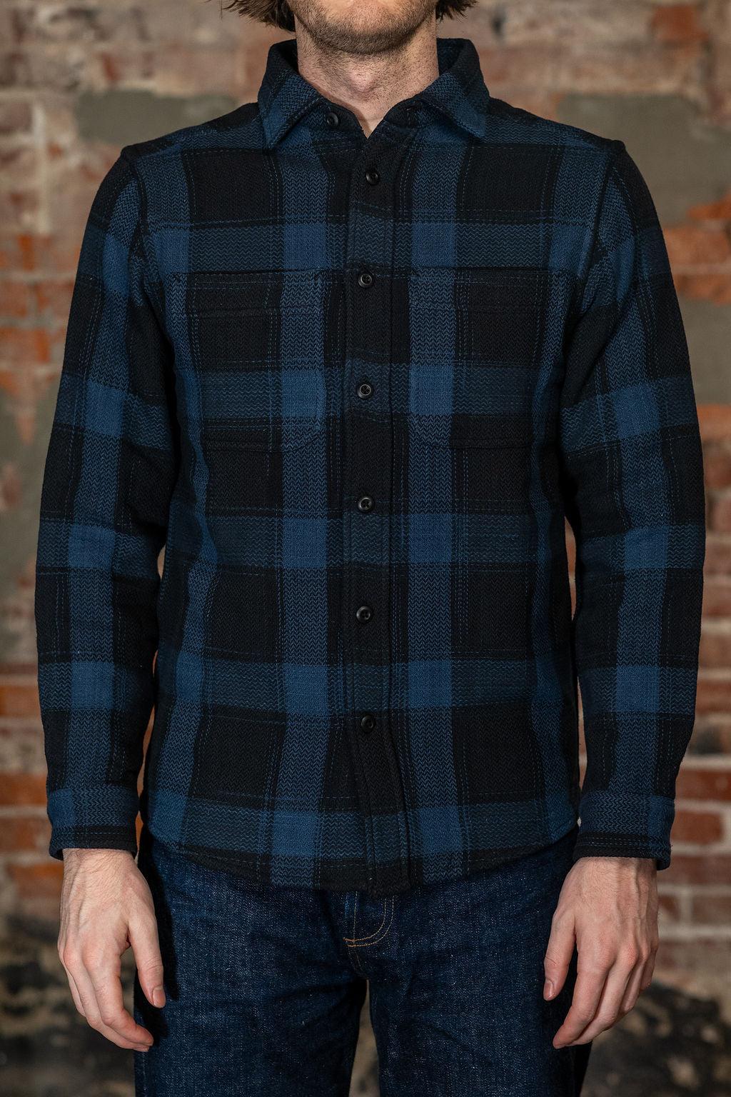 Ames Workshirt - Iron / Indigo / Iron/Indigo Space Dye Hand-Spun Double Face Plaid