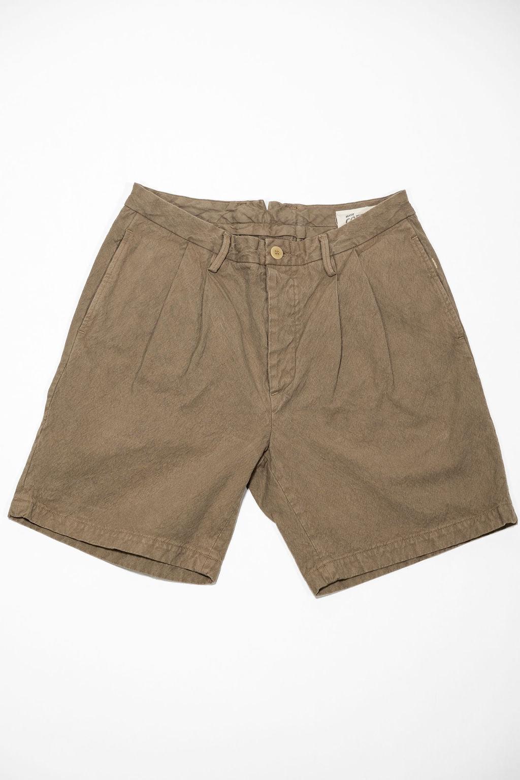 Canvas 2-Tuck Shorts - Coffee