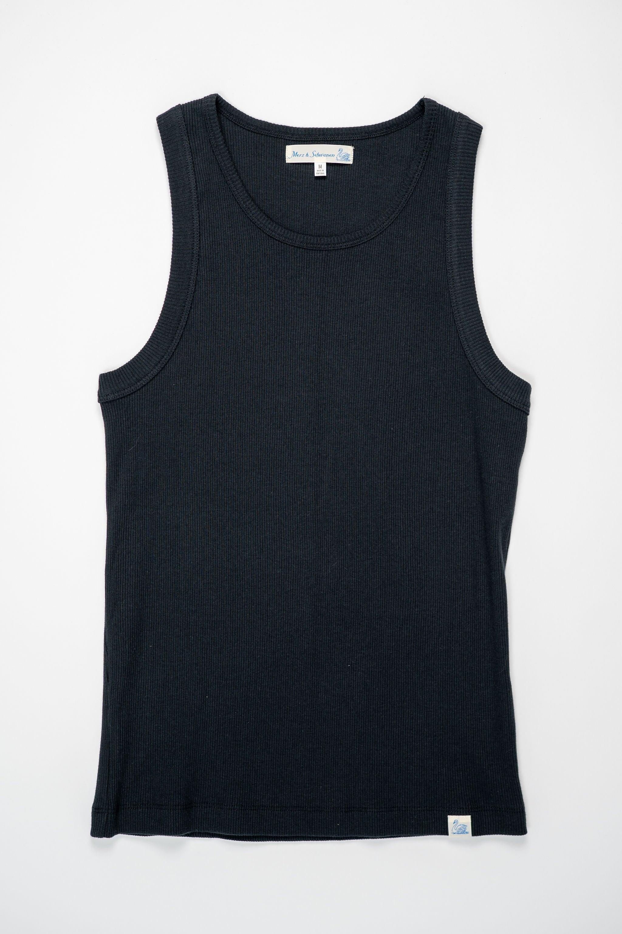 RIBTANK01 Iconic Ribbed Cotton Tank Top - Deep Black