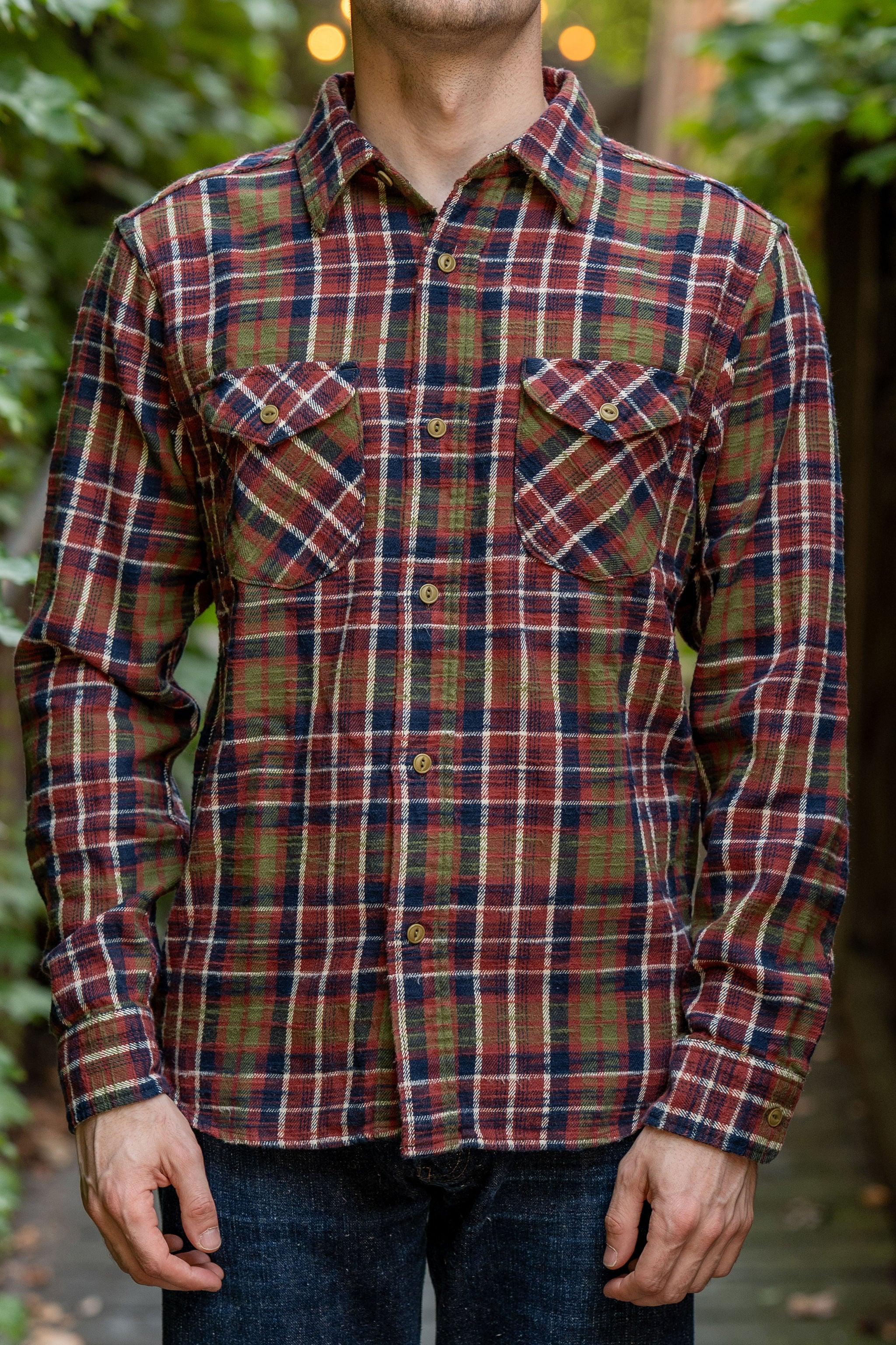 502554 Slubby Flannel Shirts - Red