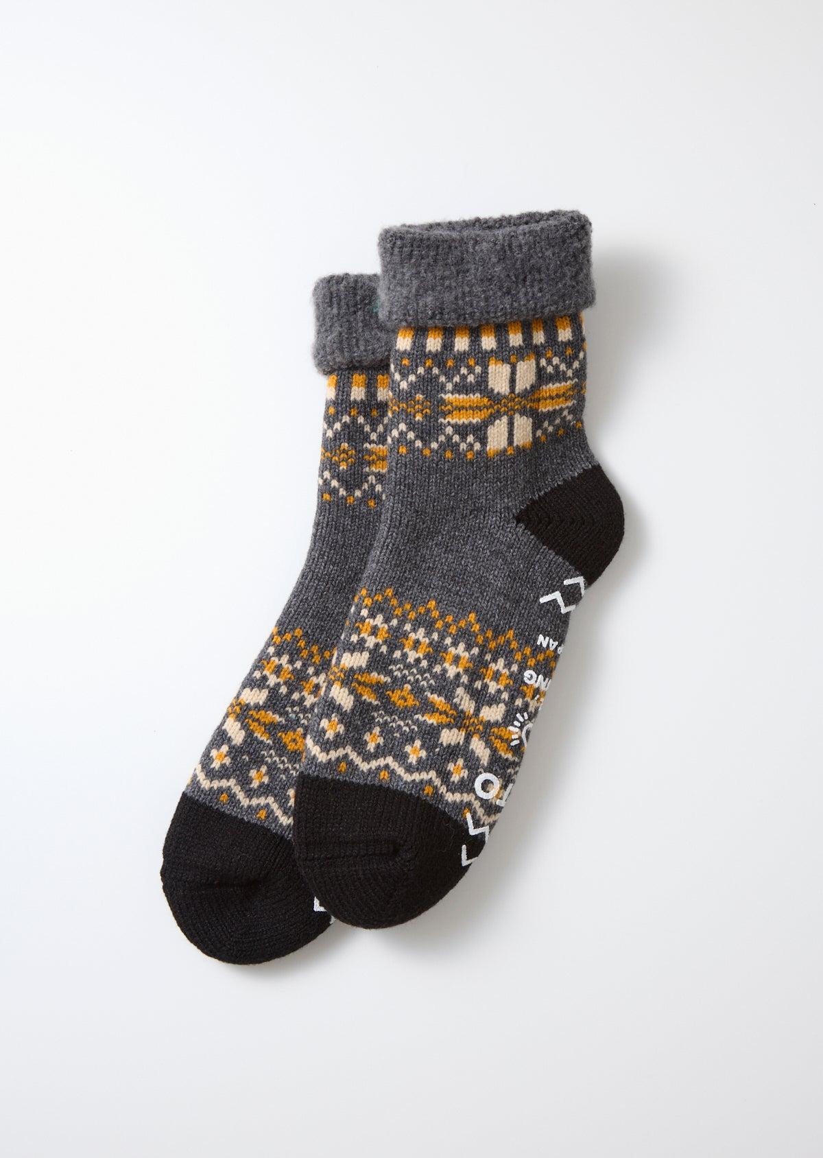 R1624 Comfy Room Socks Snowflake - Dark Gray