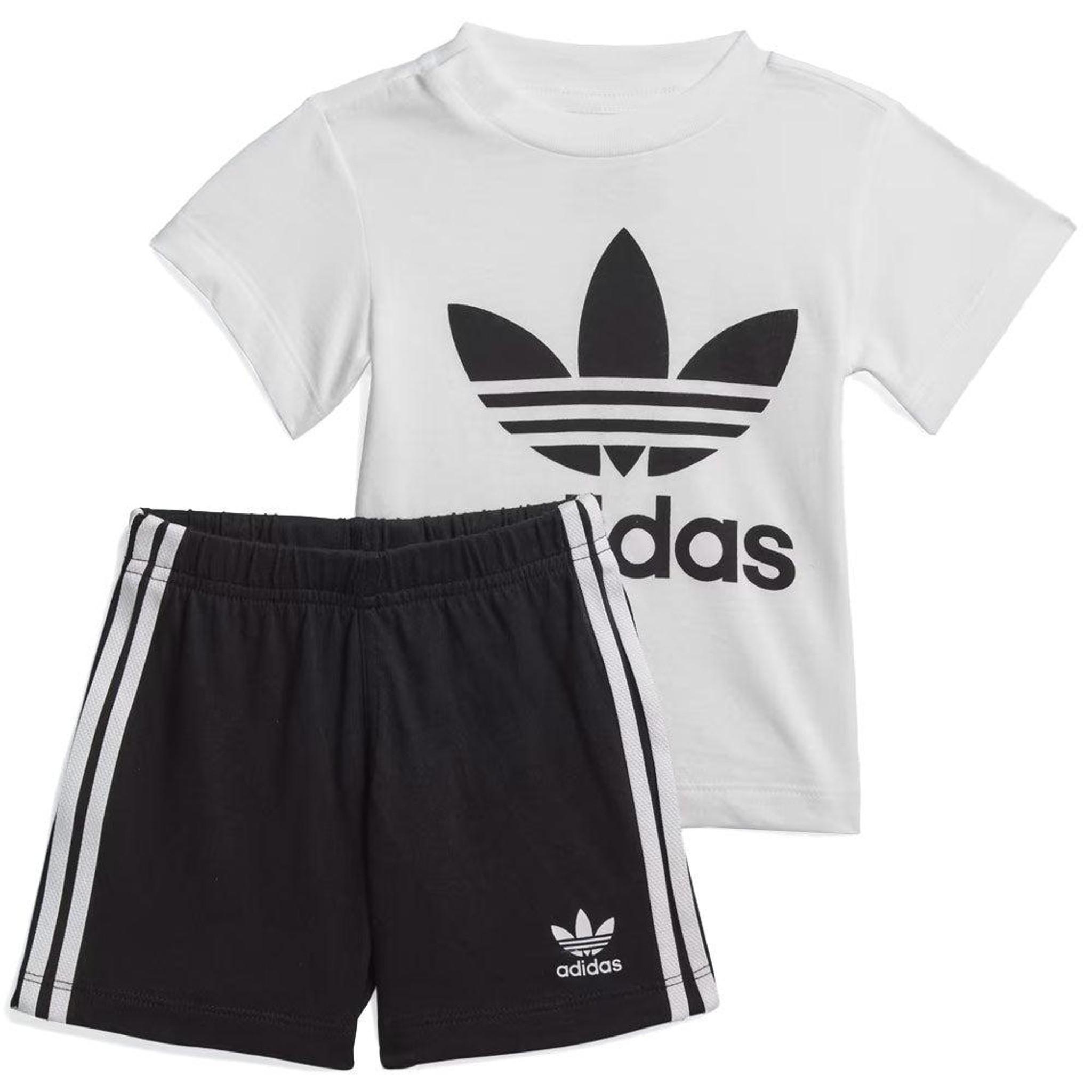 Kid's Trefoil Shorts Tee Short Sleeve Set 'White / Black'