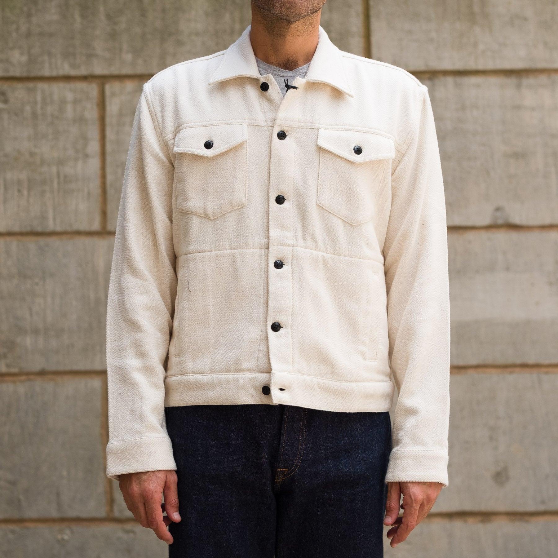 No176 Utility Jacket in Natural Herringbone