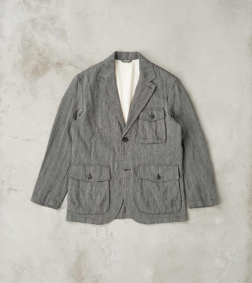 Chester 055 Field Blazer - Grey Cotton Linen Herringbone Twill