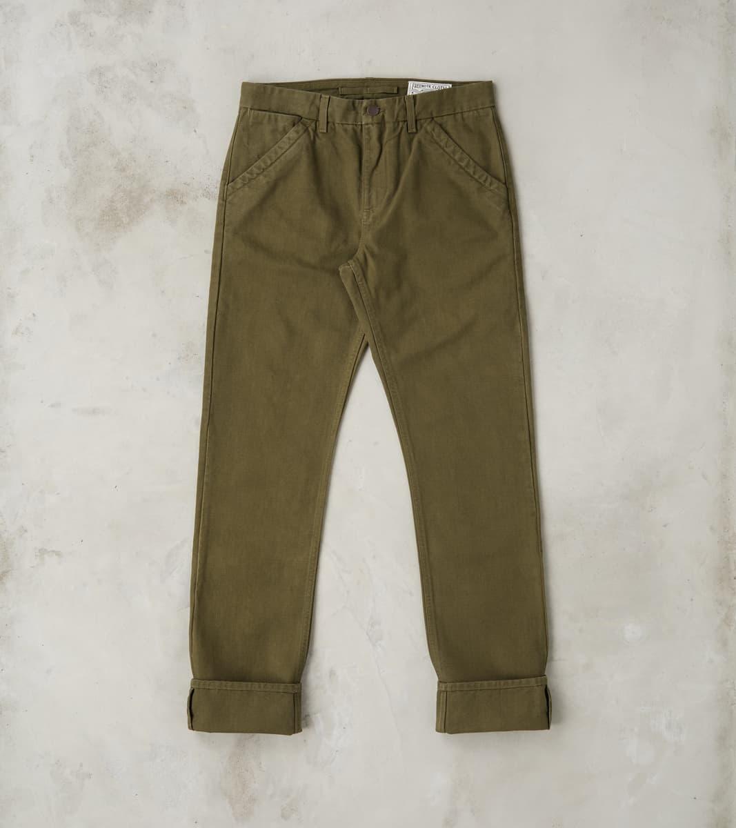 Workers Chino - 14oz Japanese Military Slub Canvas - Army Green