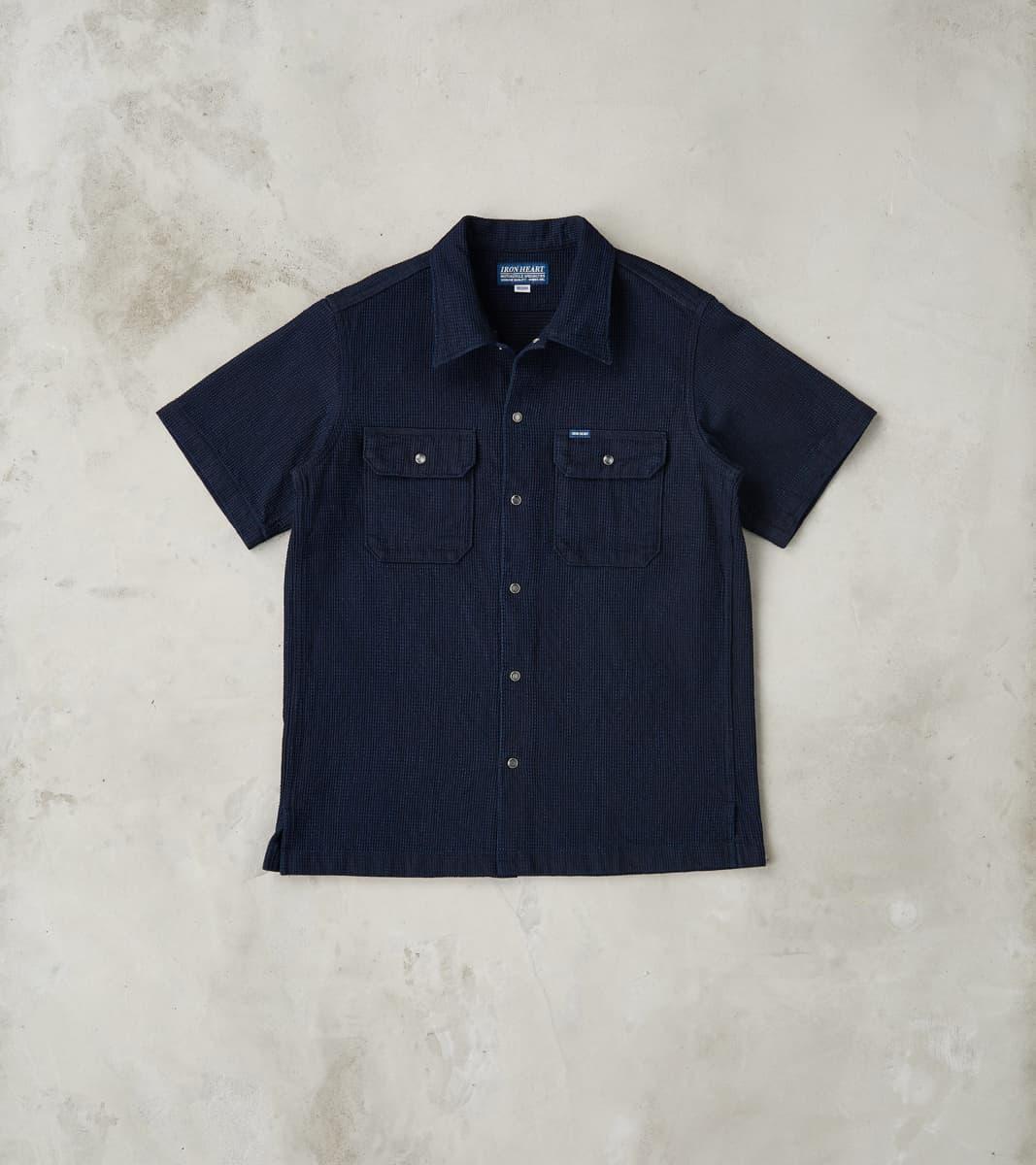 445-IND - Mechanic Short Sleeve Shirt - 10oz Indigo Dobby Cloth