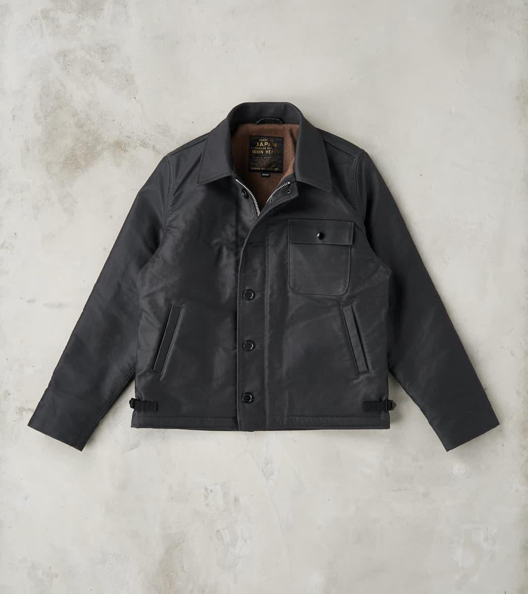 45-BLK - A2 Deck Jacket - 14oz Black Oiled Whipcord