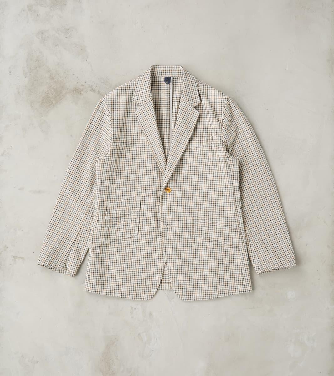 Single Breasted 2-Button Jacket - Smoky Plaid Cotton Twill Cloth - Tattersall