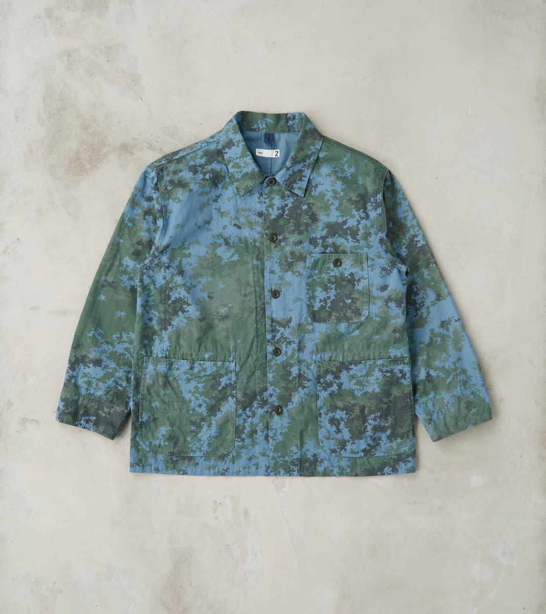 Cover All Jacket - Camo Garment Dye Cotton Cloth - Blue