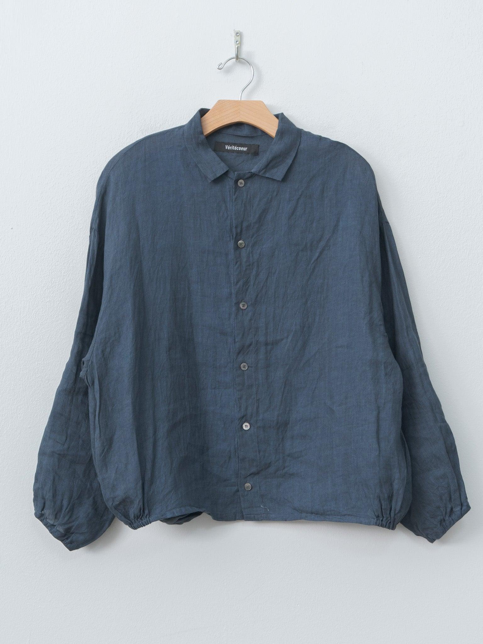 Sumi Dyed Linen Shirt Jacket - Gray Blue