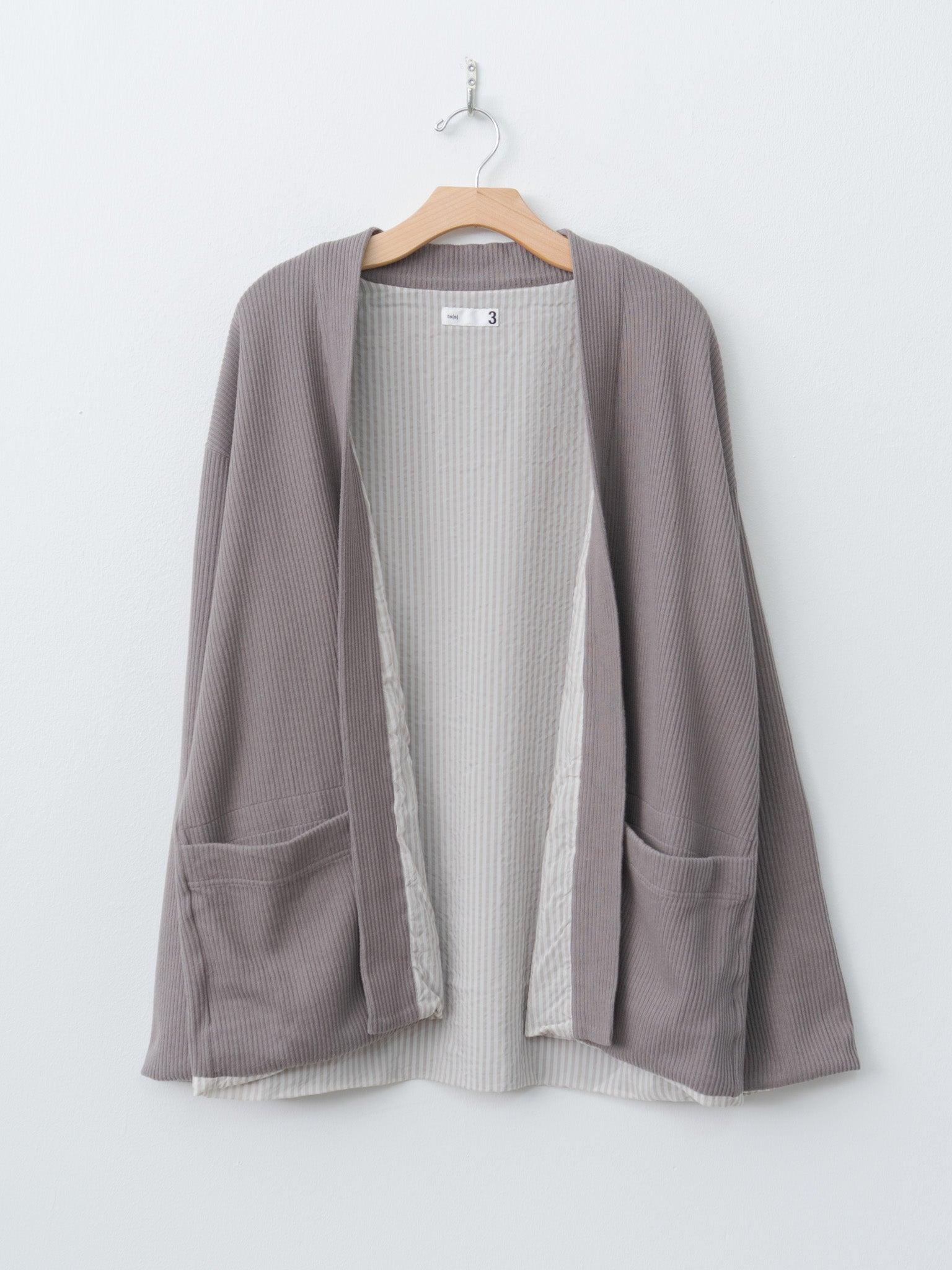 Rail Rib Cotton Jersey Lined Easy Cardigan - Gray