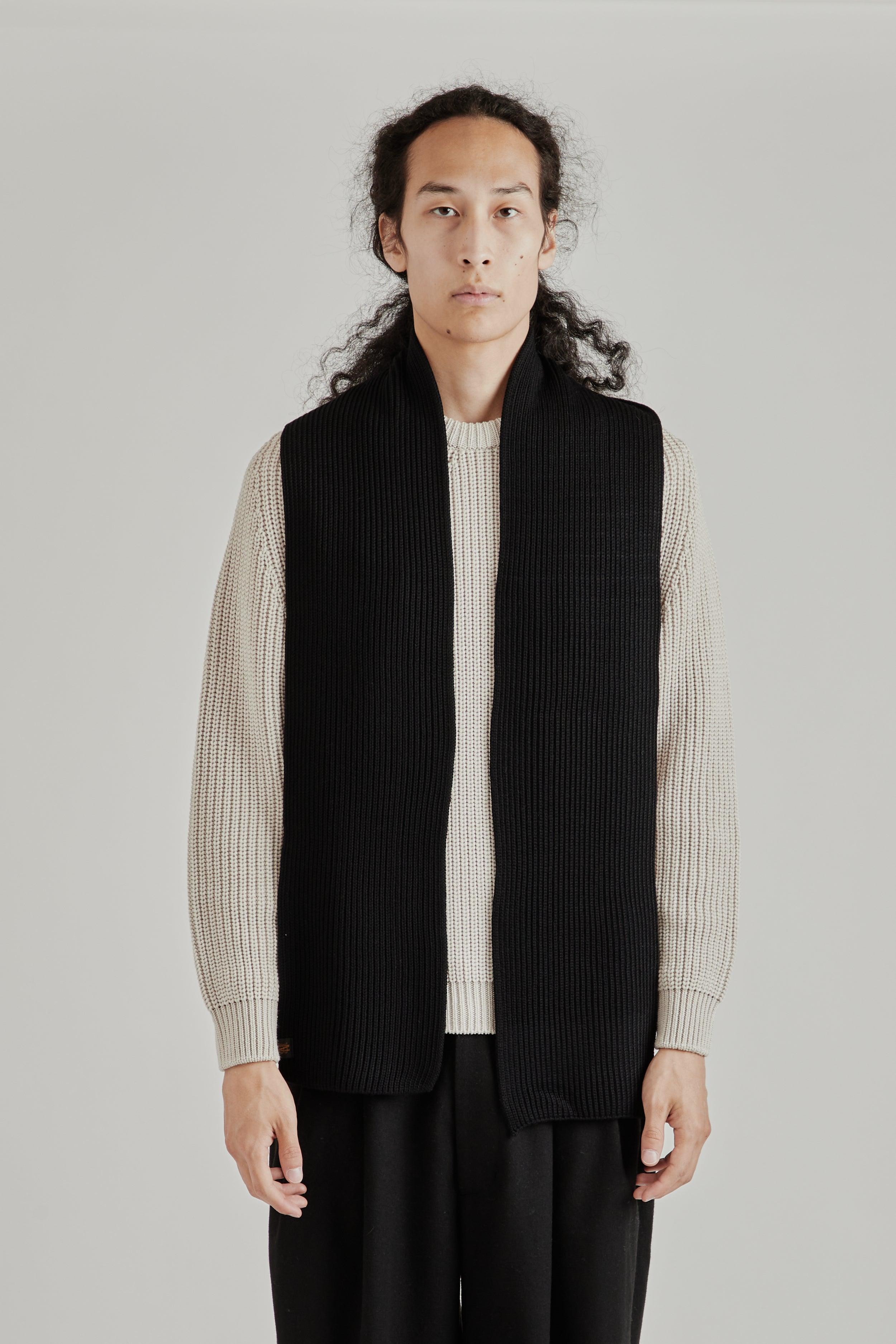 Solid Wool RIb Muffler - Black