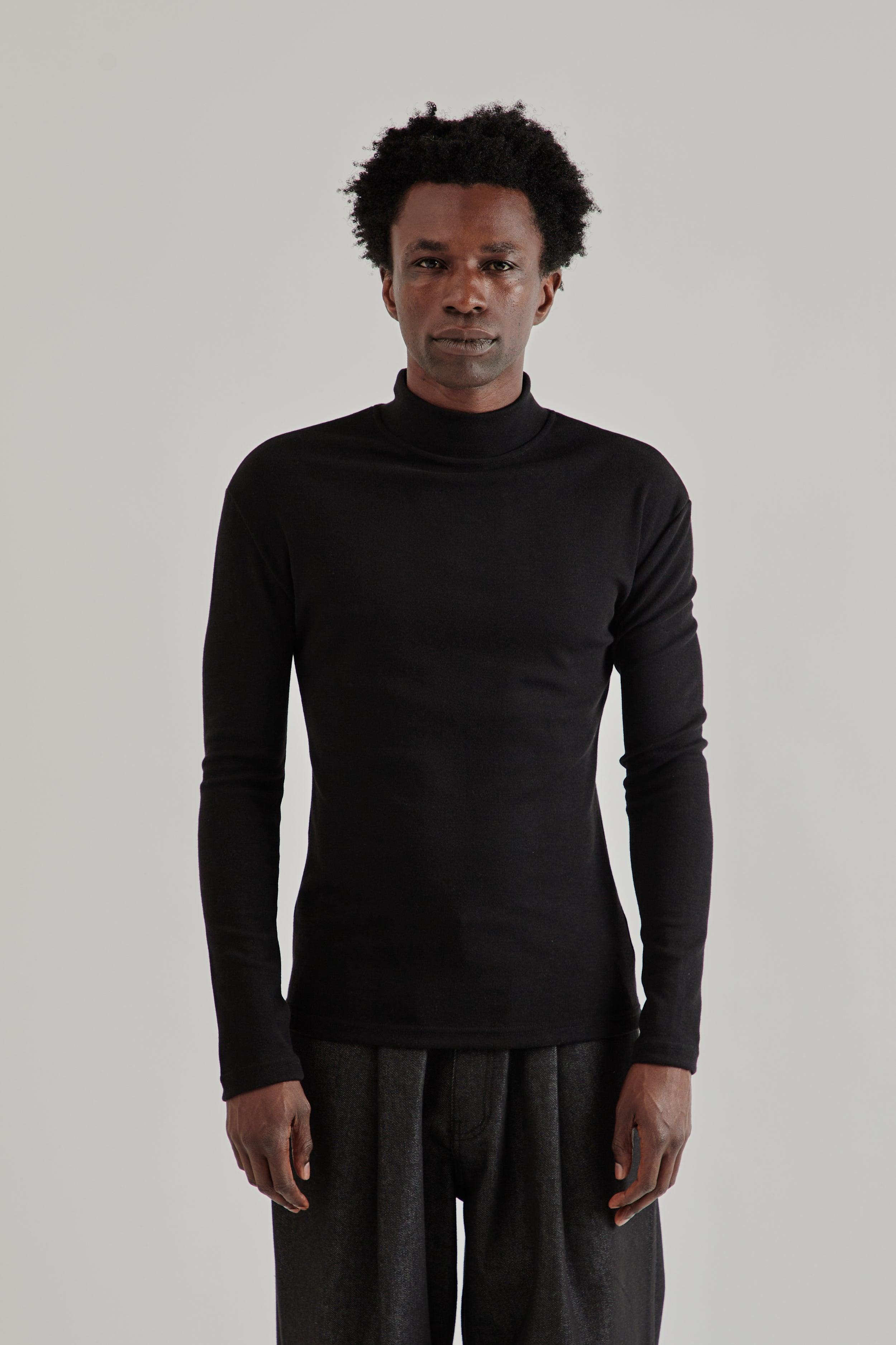 Mock-Neck Thermal Top - Black