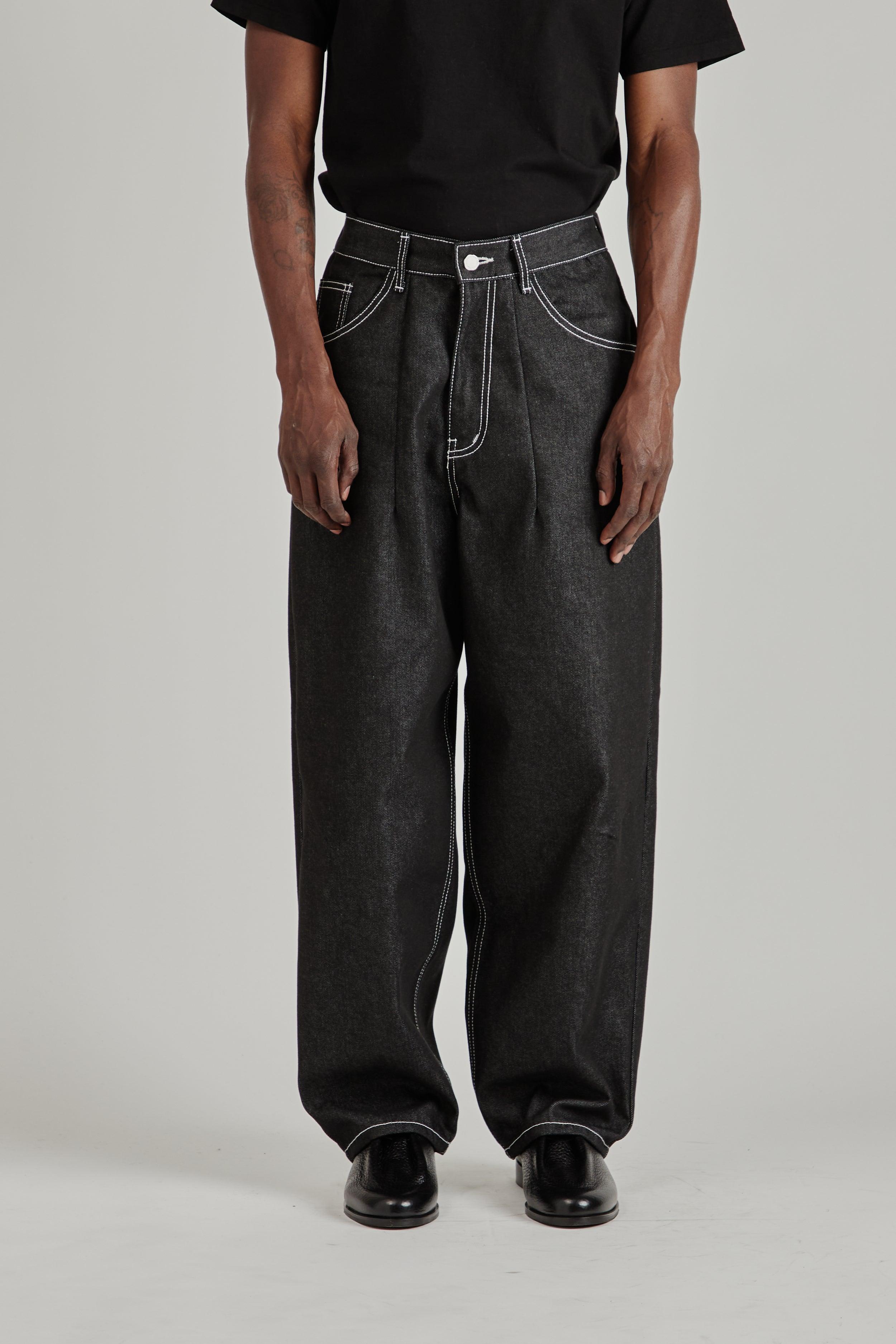 Raw Denim Balloon Jeans - Black