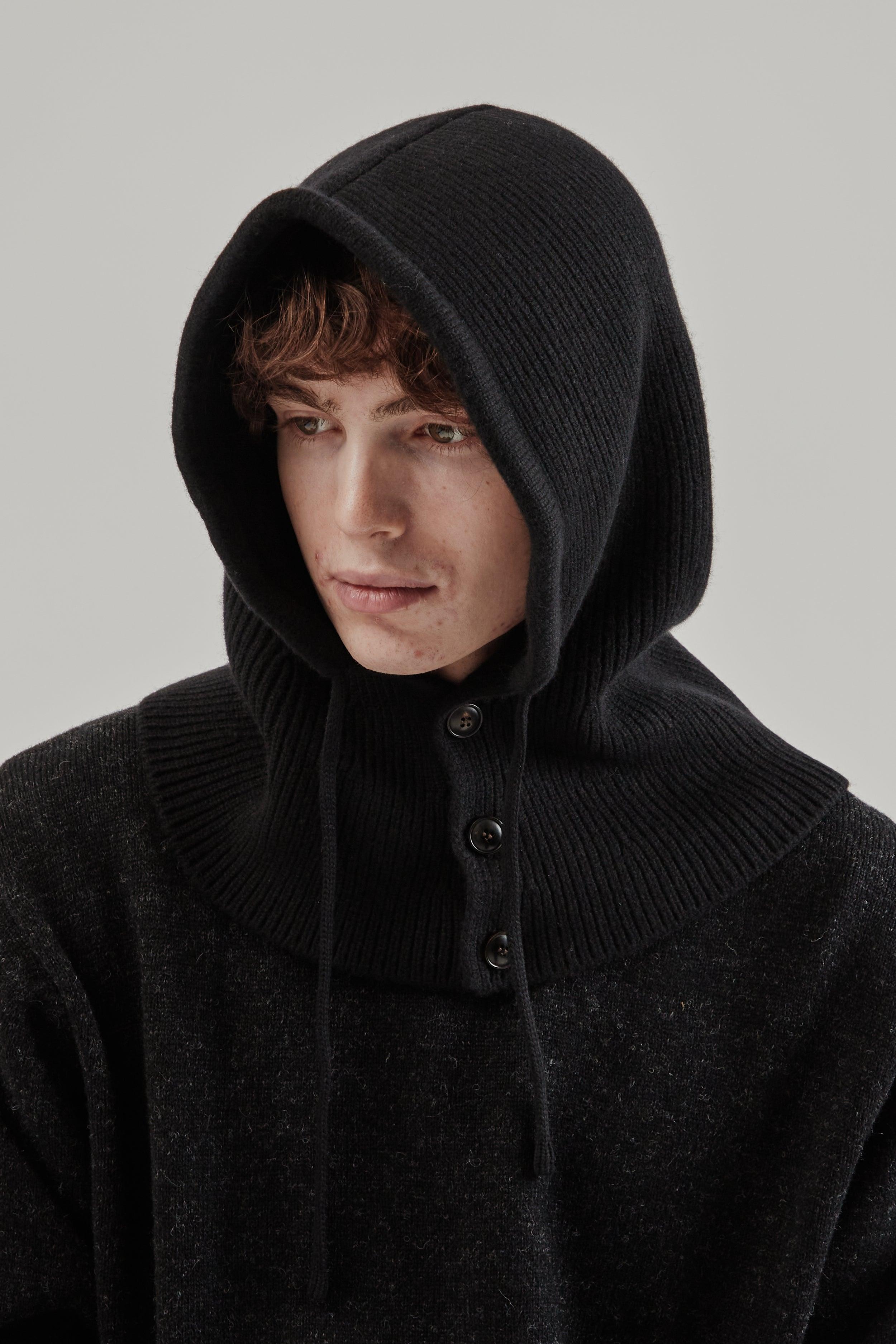 Merino Wool Knit Balaclava - Black