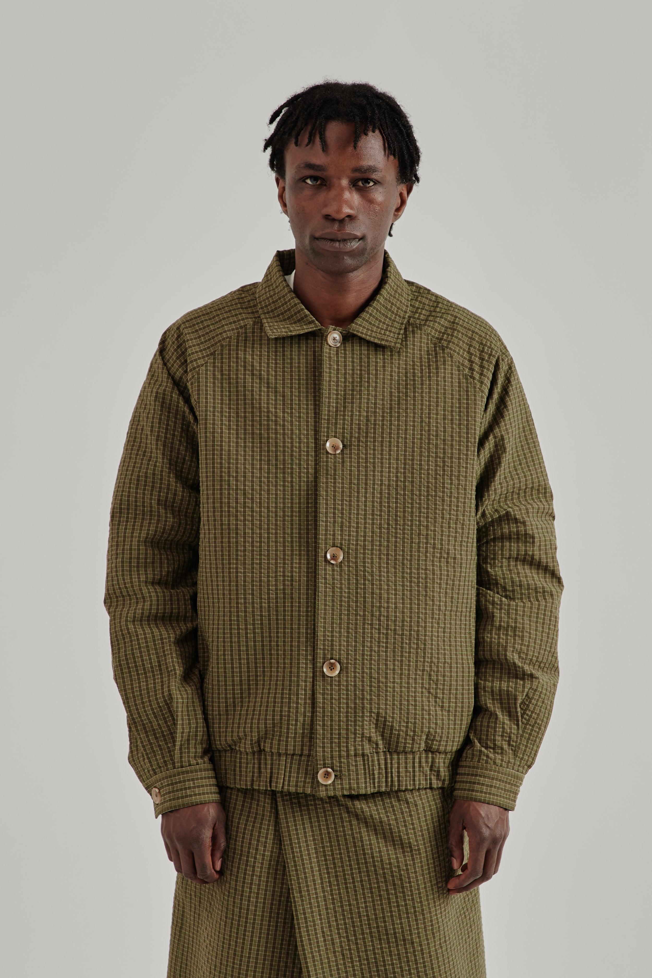 Bubble Check Raglan Blouson - Olive Check