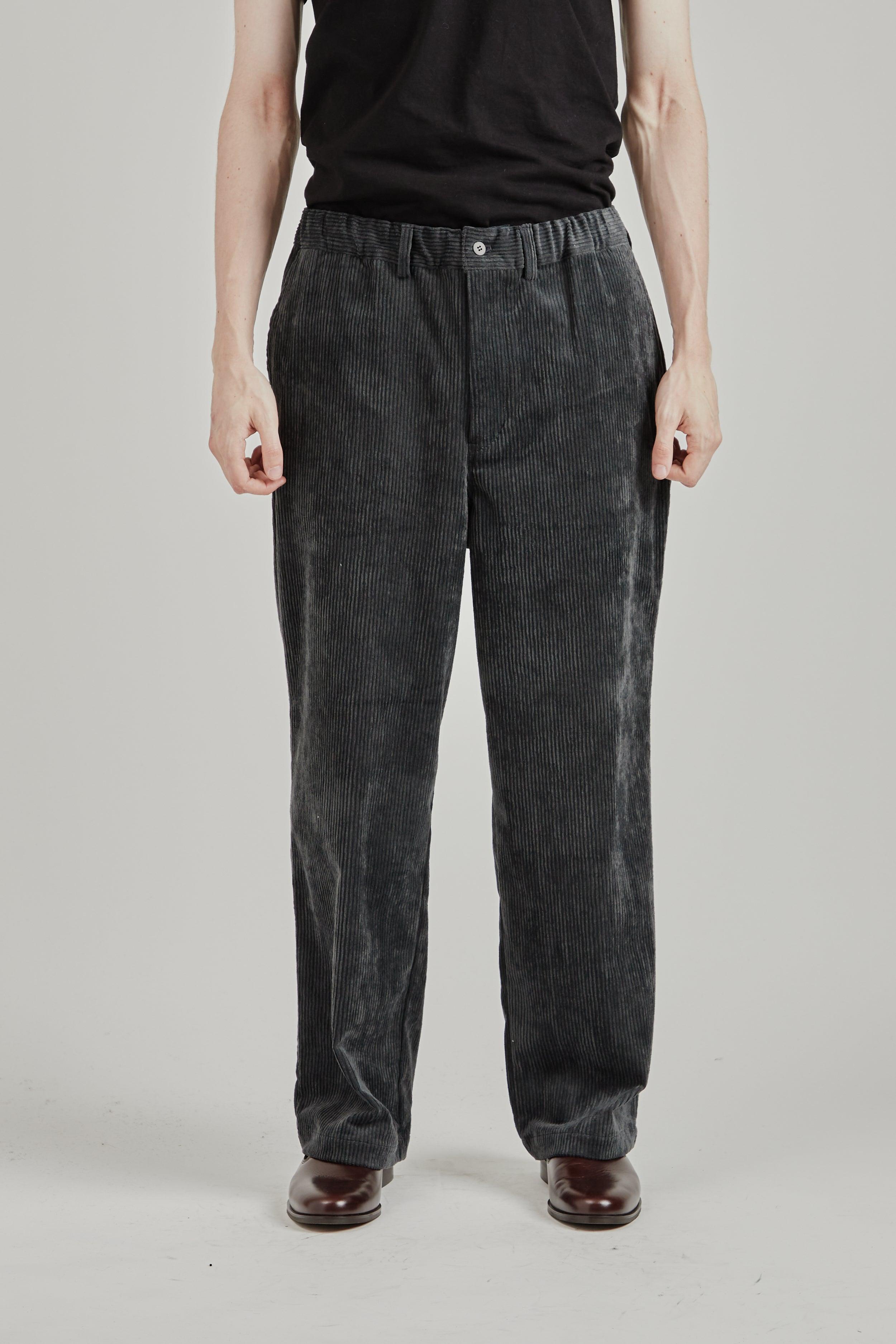 Corduroy Straight Pants - Blue Charcoal