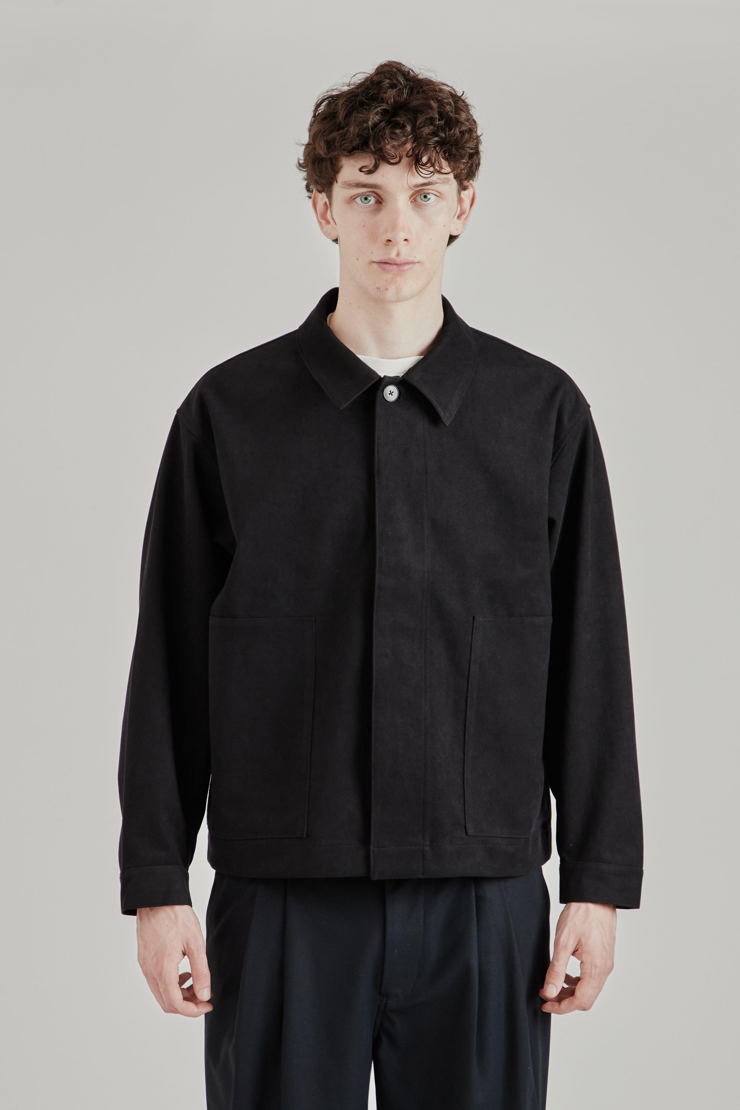 Synthetic Leather Short Blouson - Ink Black