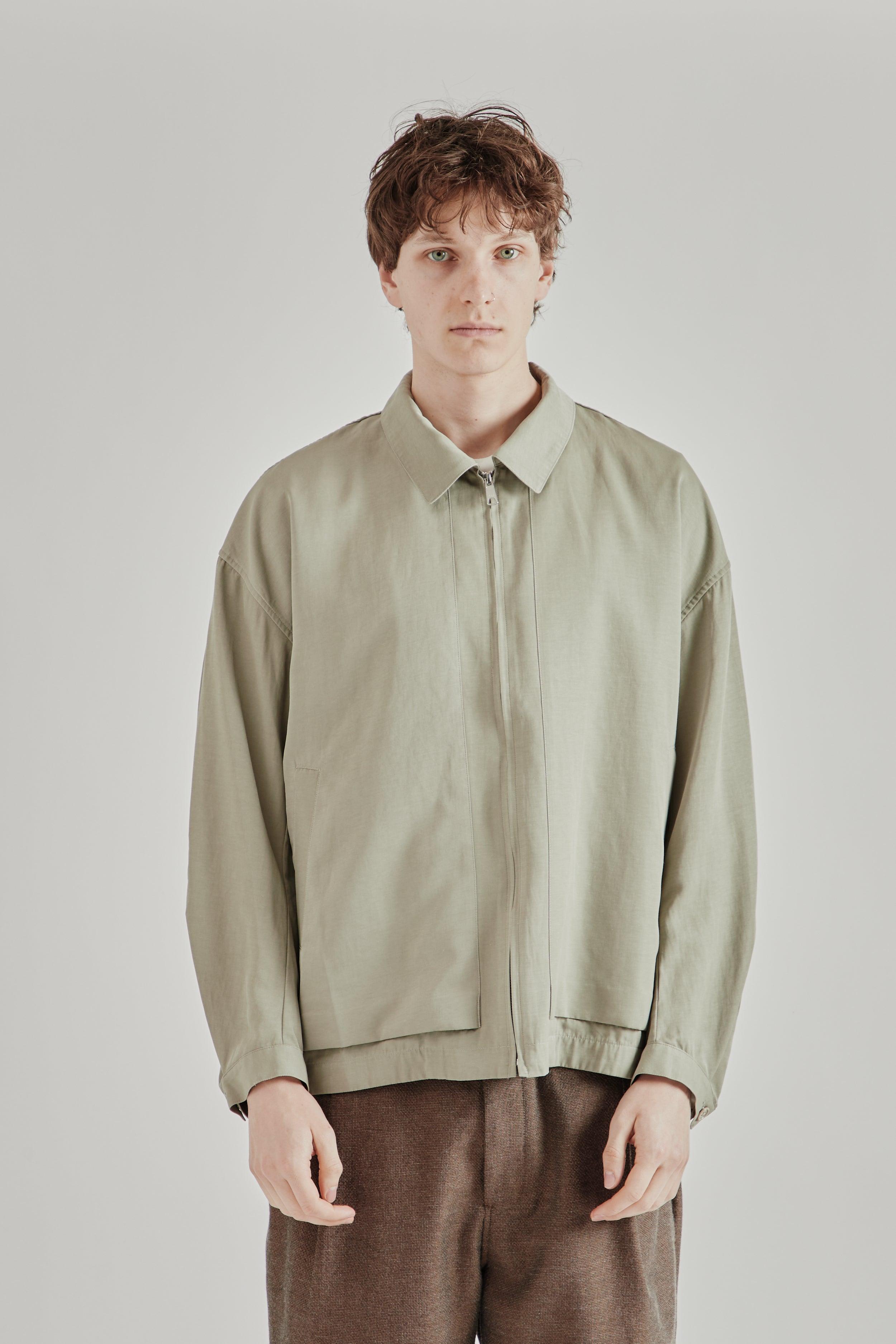 Pigment Print Zip Up Blouson - Sage