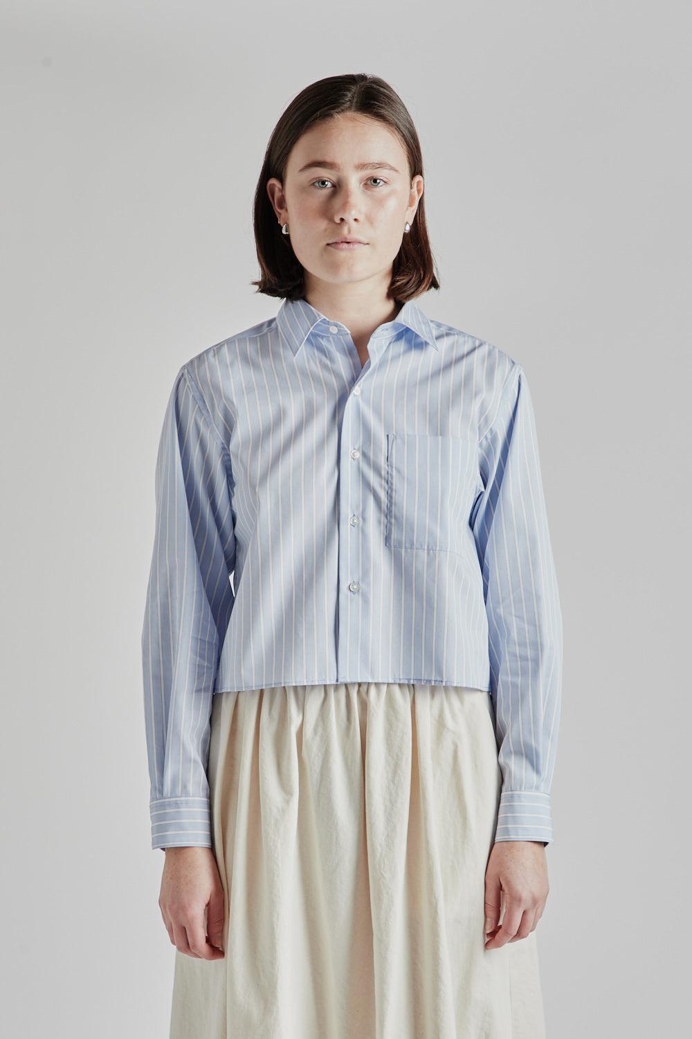 Stripe Short Shirt - Saxe/White