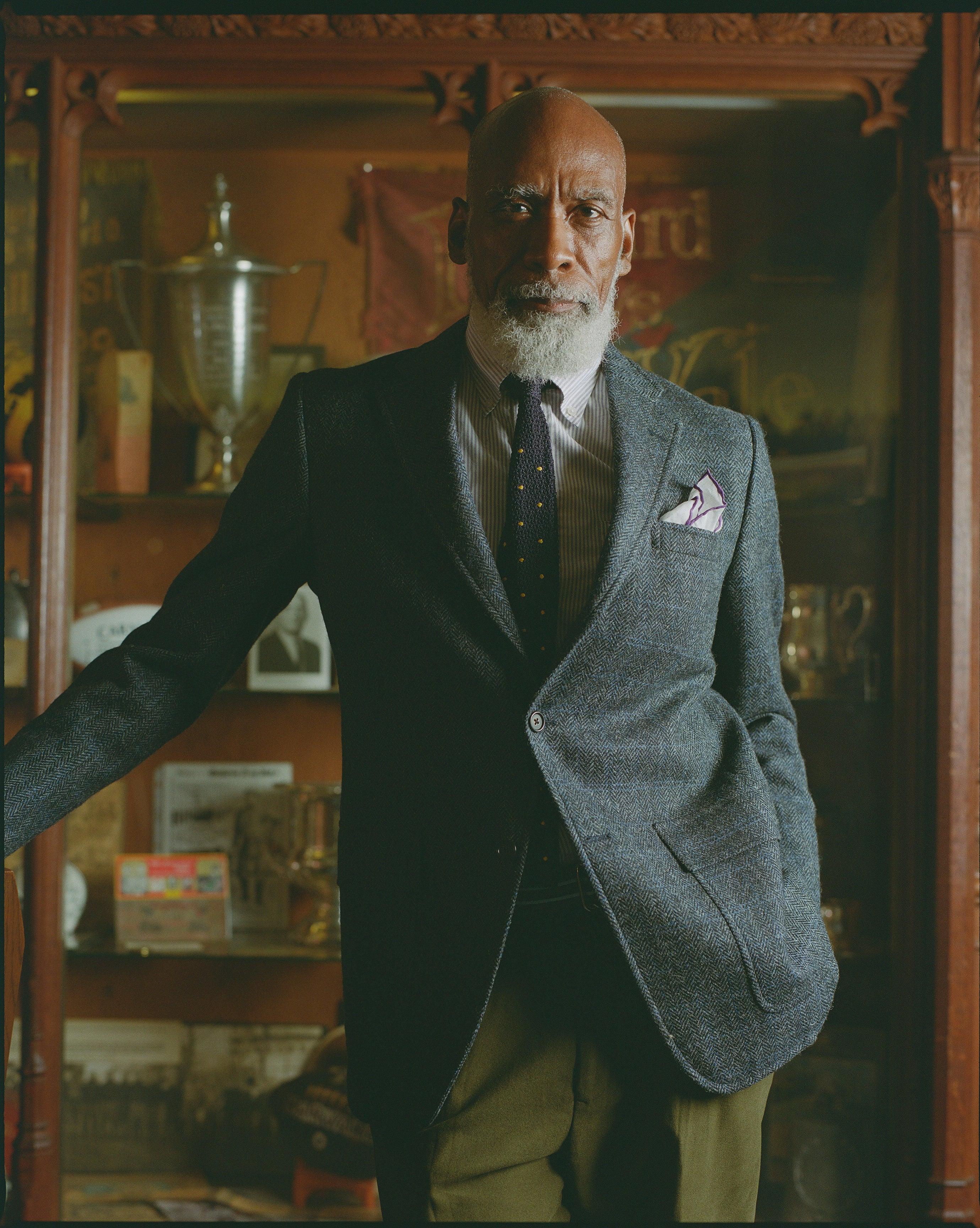 Made-in-USA Blue Herringbone Windowpane Cheviot Tweed Sport Coat - Custom Make