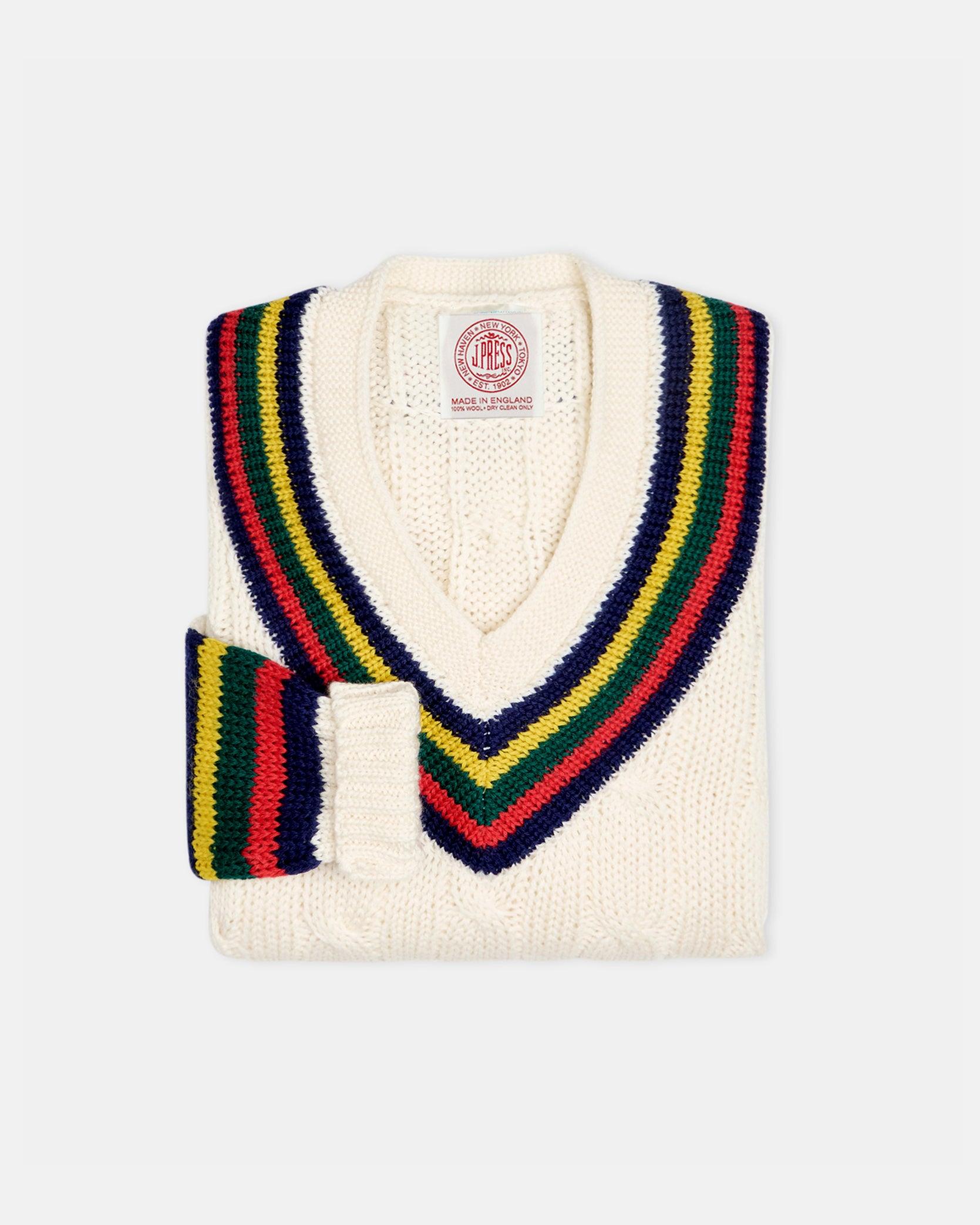 Made-in-England Argyll & Sutherland Cable Knit Wool Cricket Sweater
