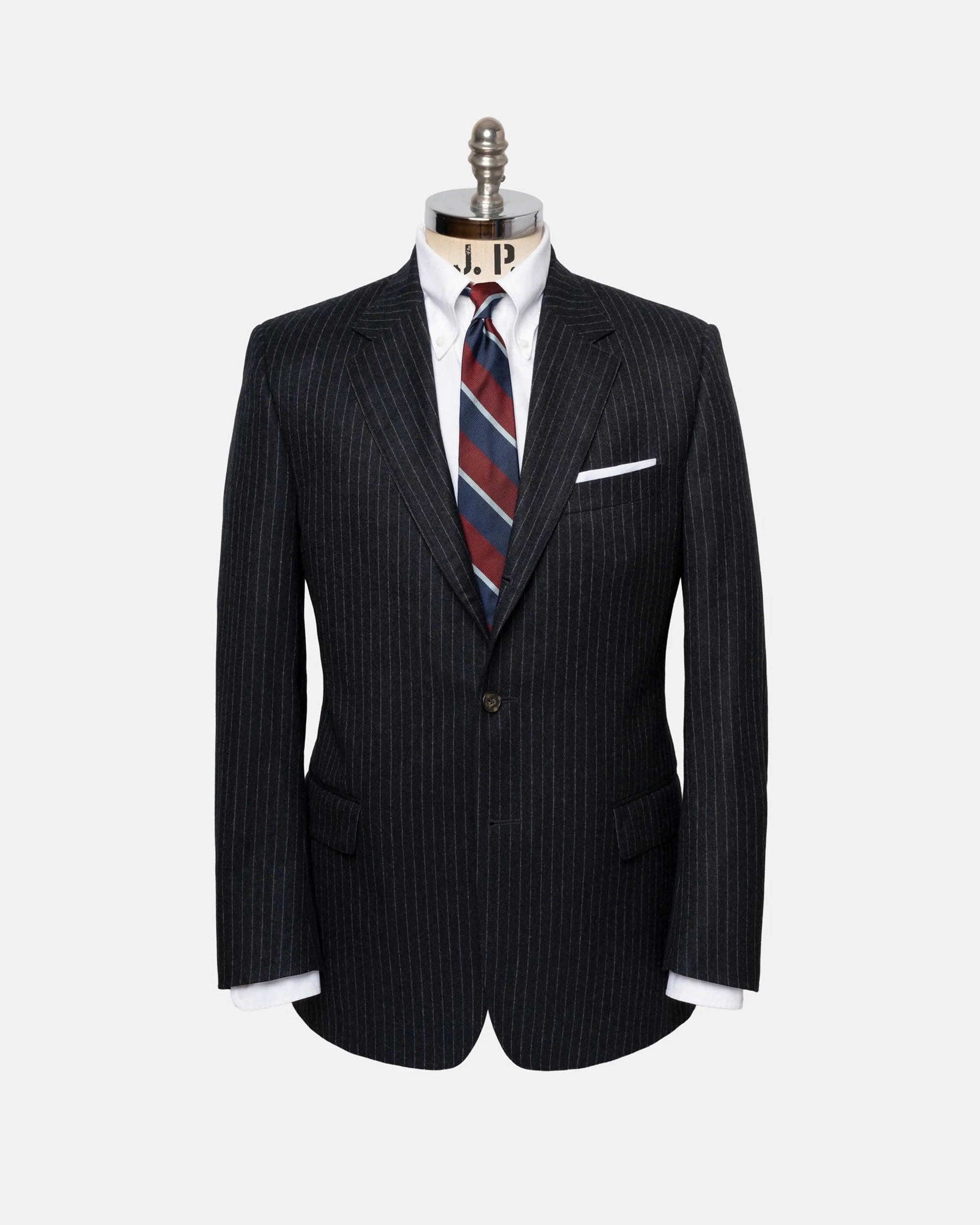 Made-in-Canada Charcoal Chalkstripe Wool Flannel 1902 Model Suit