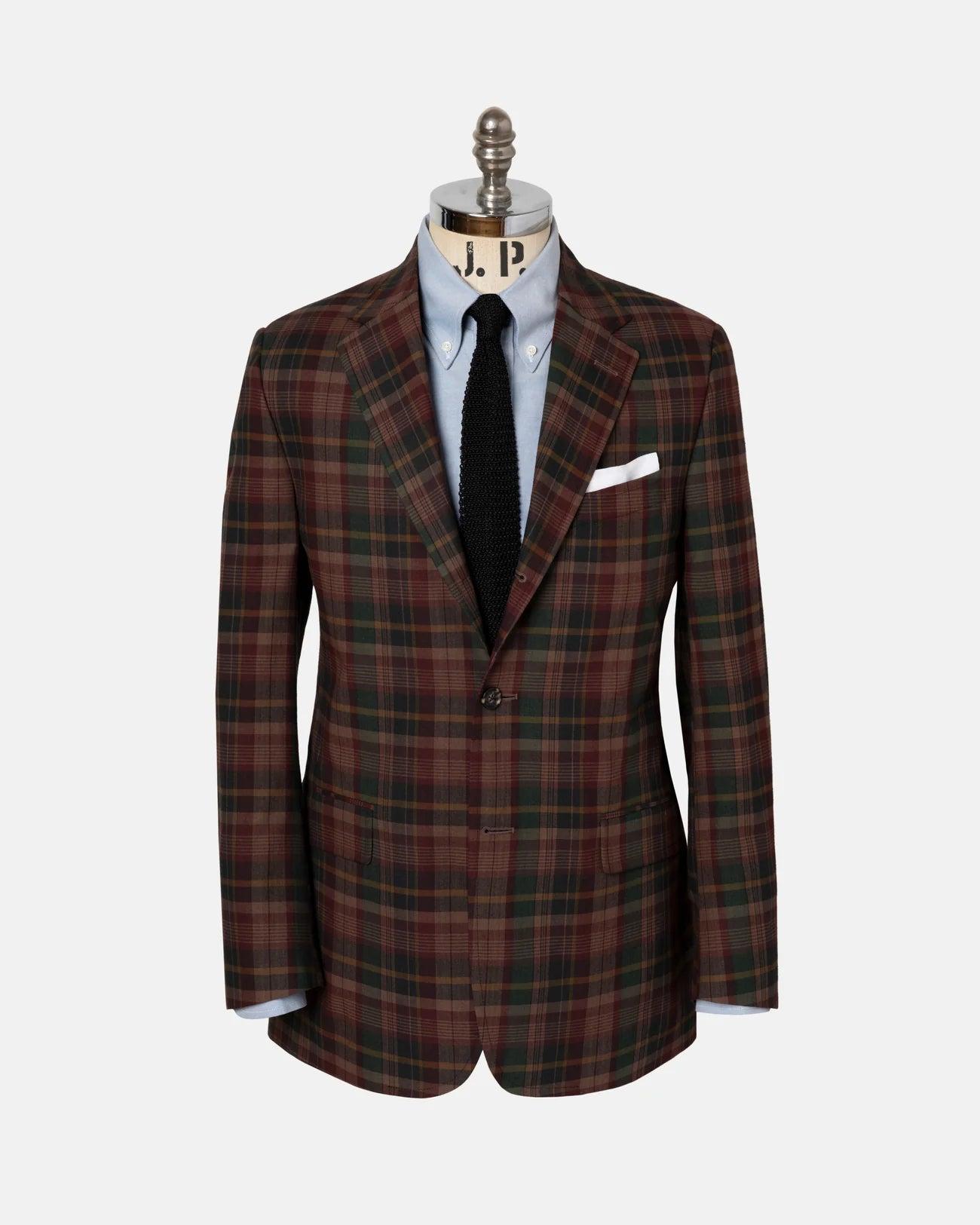 Made-in-Canada Rust & Burgundy Overdyed Authentic Madras Sport Coat - Custom Make