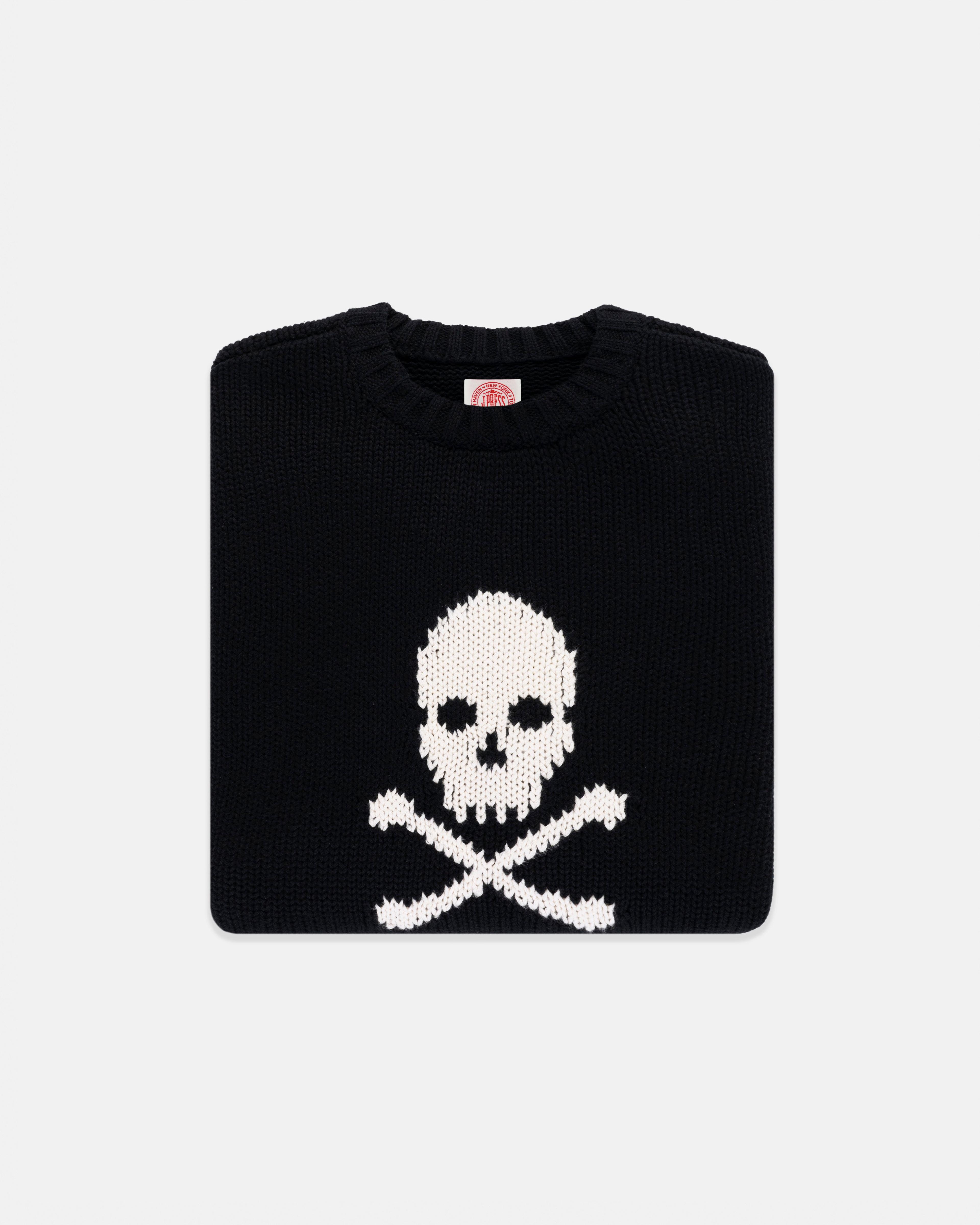 Skull & Bones Intarsia Knit Cotton Sweater