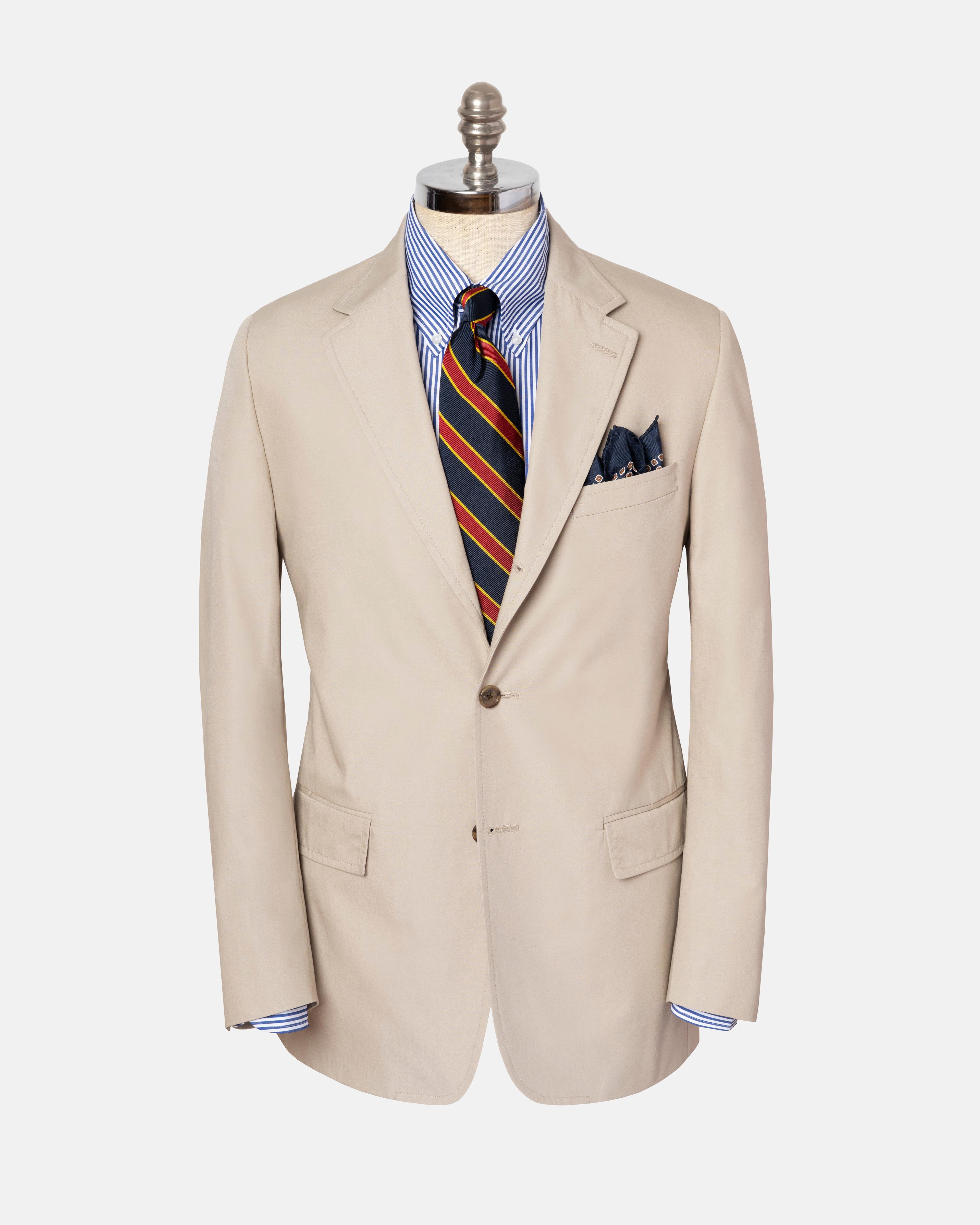 Made-in-Canada Solid Tan Cotton Poplin Suit - Custom Make