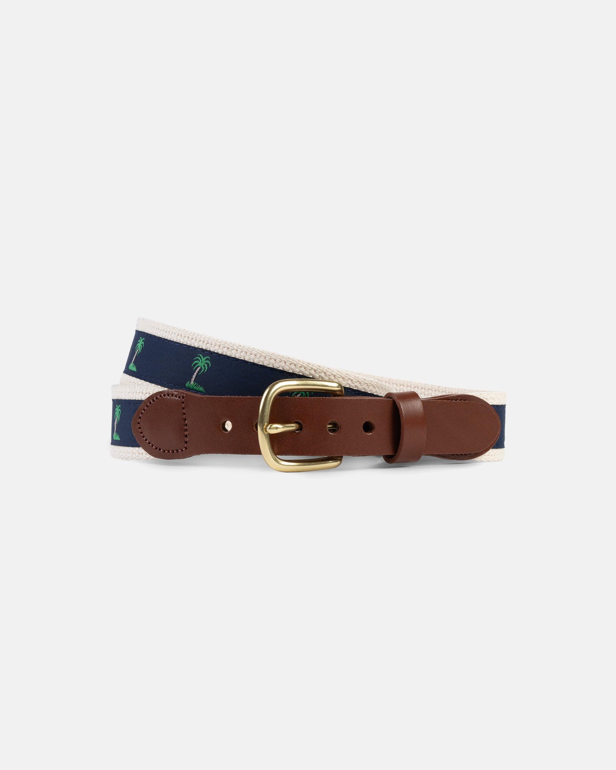 Made-in-USA Palm Trees Motif Belt