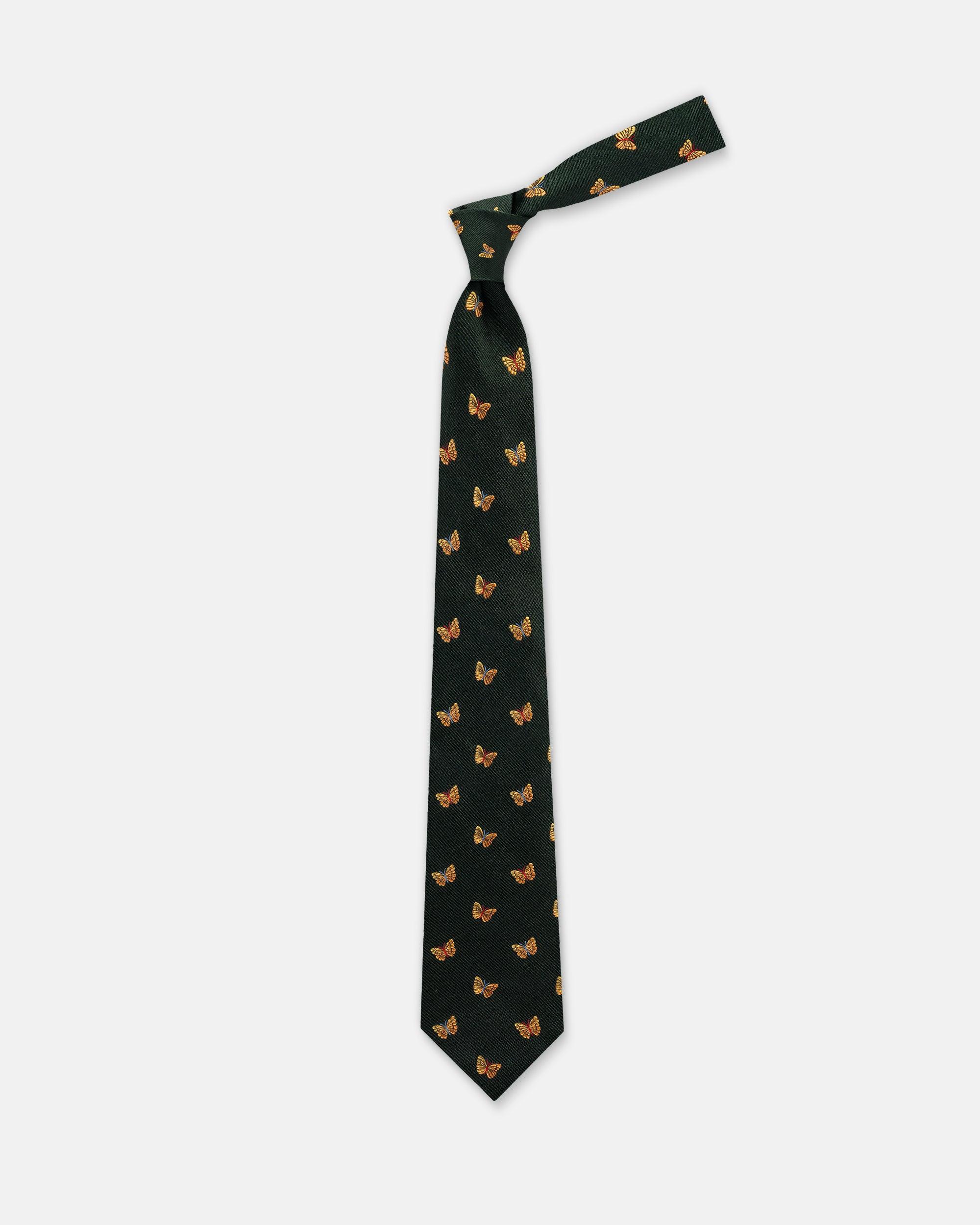 Made-in-UK Green Butterflies Club Tie