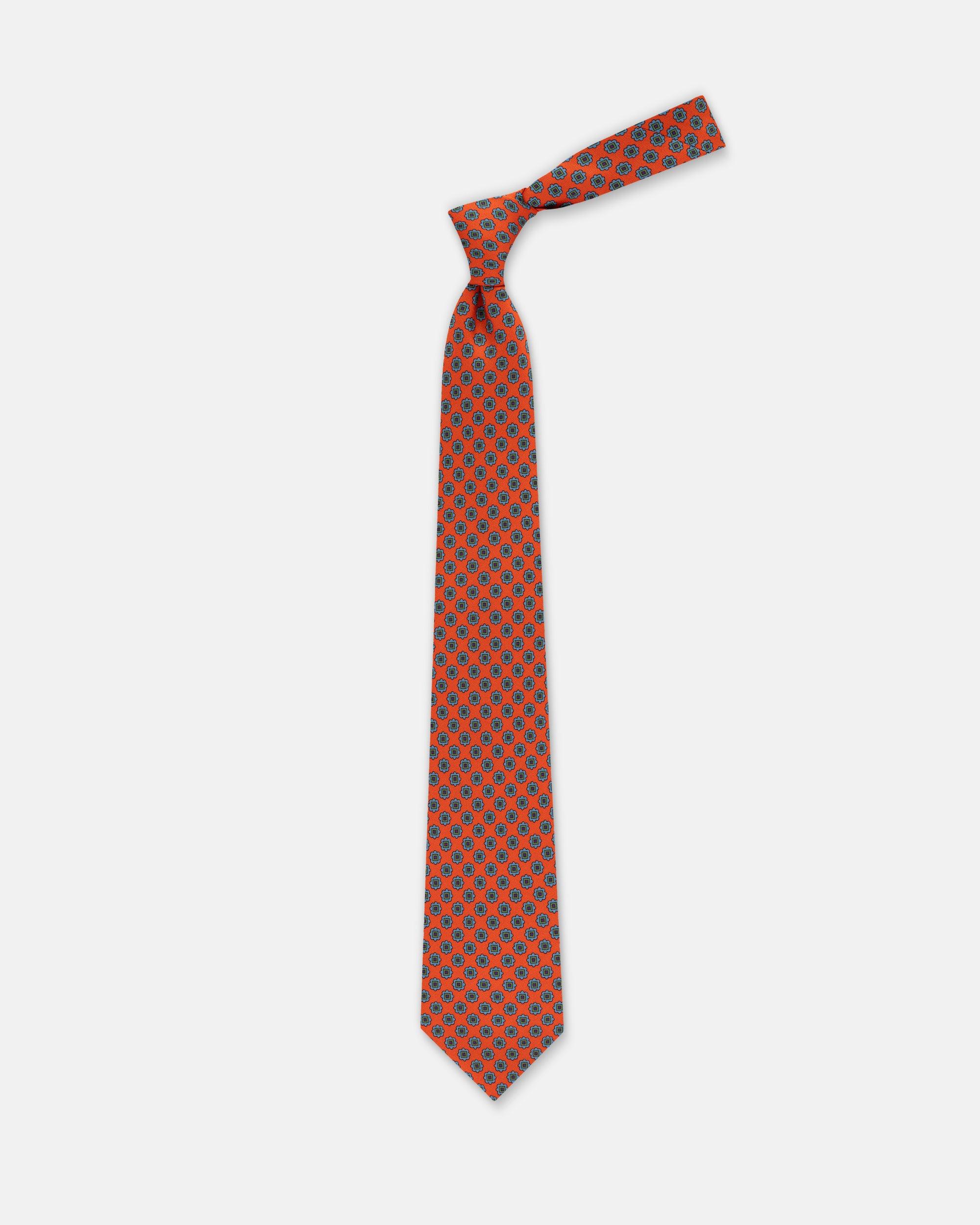 Made-in-UK Orange Foulard Print Tie