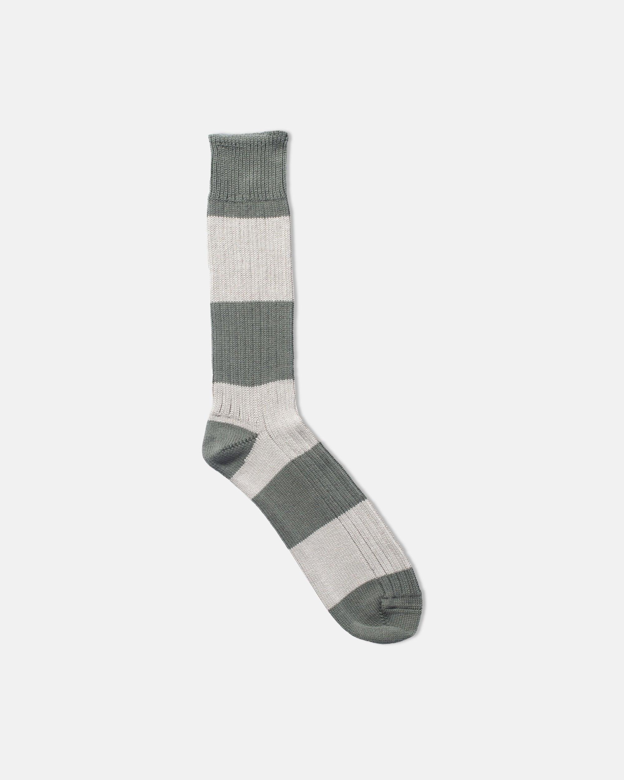 Cream & Khaki Rugby Stripe Cotton Socks