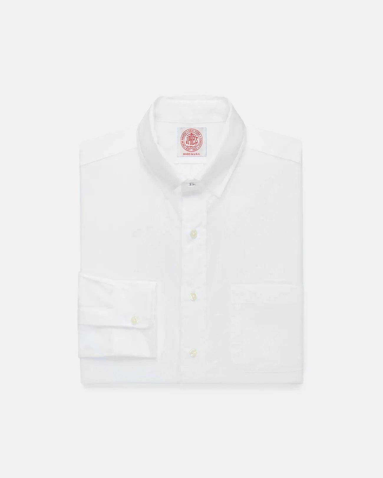 Made-in-USA White Broadcloth Snap Tab Collar Shirt - Classic Fit