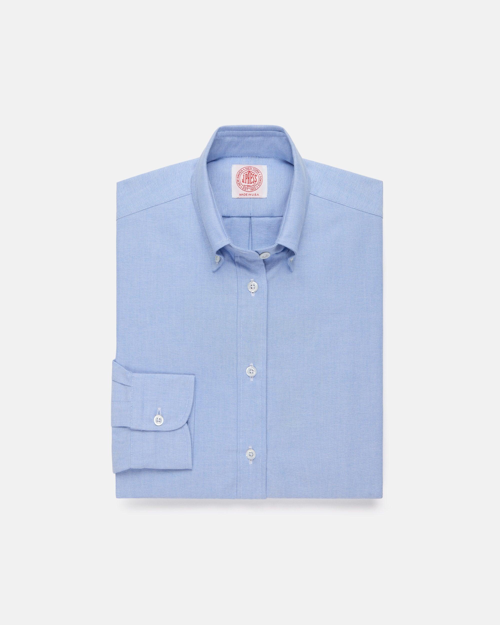Made-in-USA Women's Blue Oxford Cloth Button Down Sport Shirt