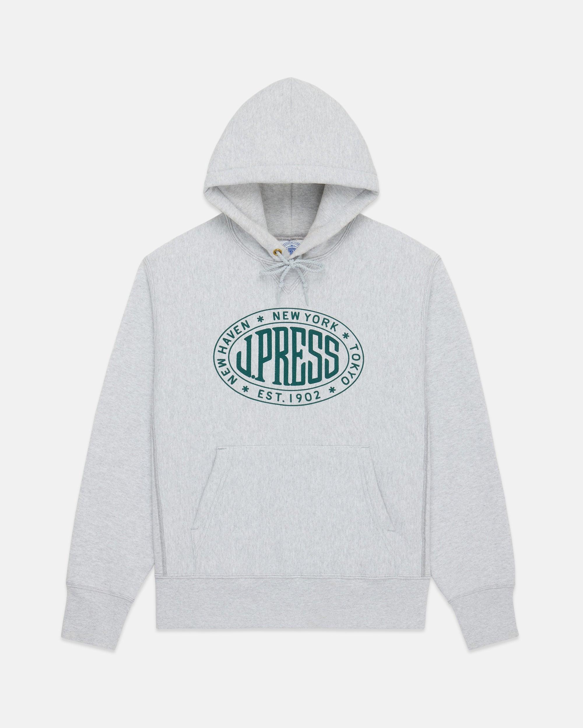 Made in USA Grey J. Press Vintage Seal Logo Hoodie