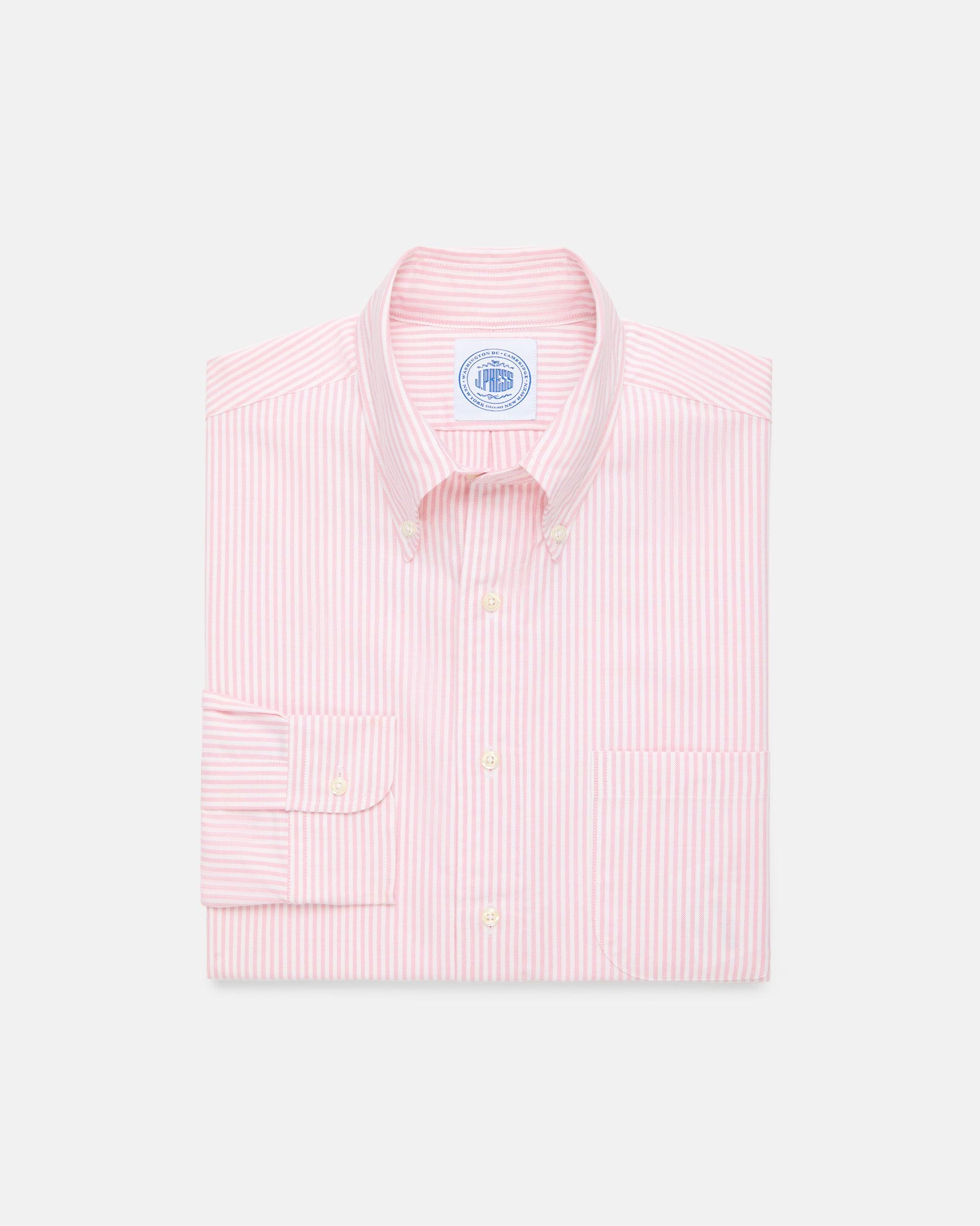 Made-in-USA Pink Candy Stripe Oxford Cloth Dress Shirt - Classic Fit