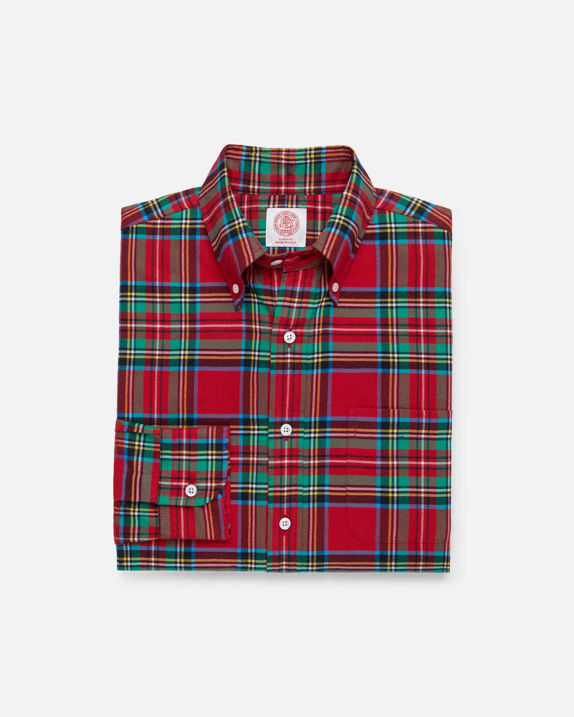 Made-in-USA Royal Stewart Tartan Flannel Sport Shirt - Classic Fit